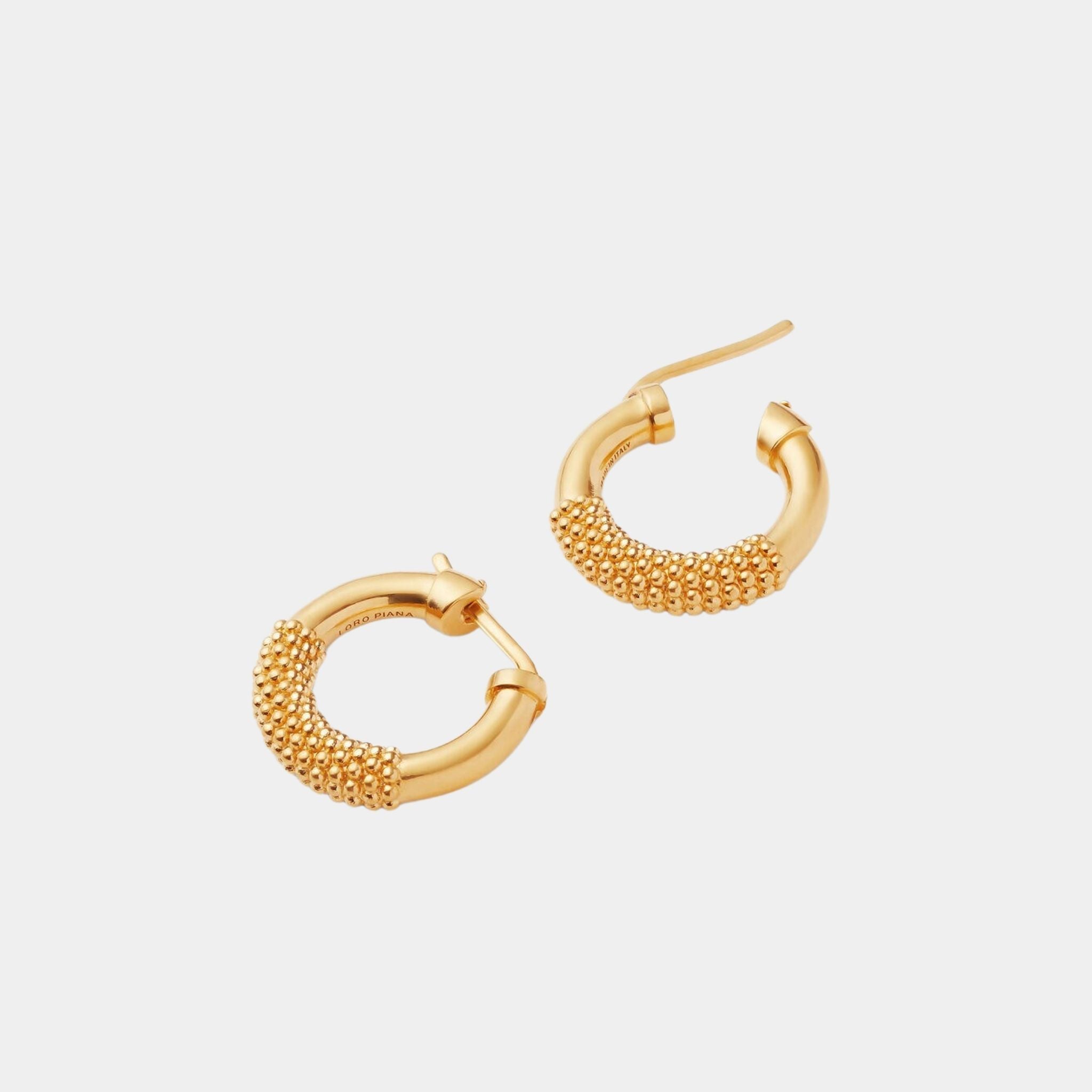 Loro Piana Bubble Hoop Earrings Brass, Soft Gold, Top