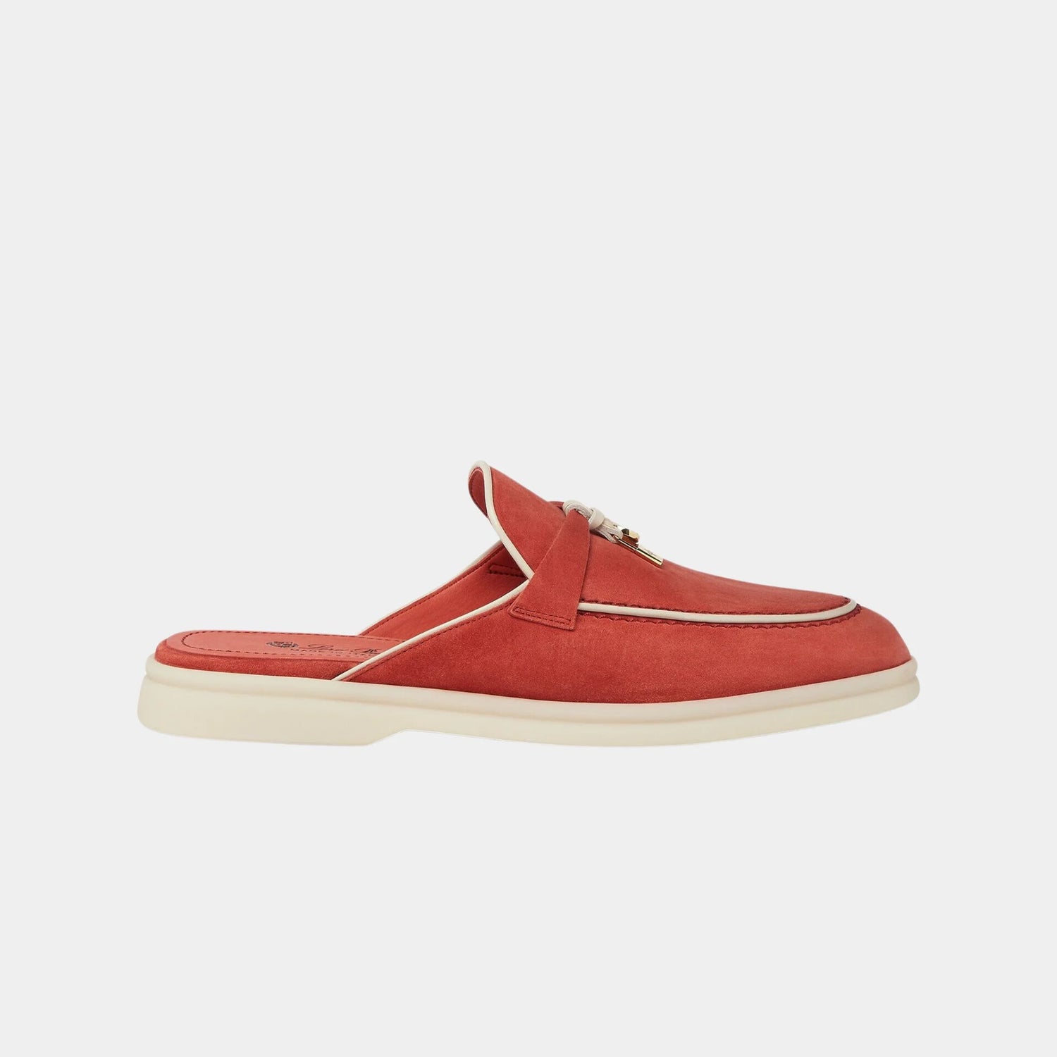 Loro Piana Charms Walk Babouche Loafer With Leather Piping, Windsor Red, Side