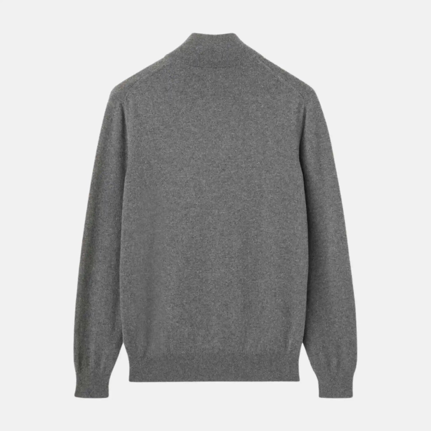 Loro Piana Classic Half-Zip Baby Cashmere Sweater, Gray Melange , Back
