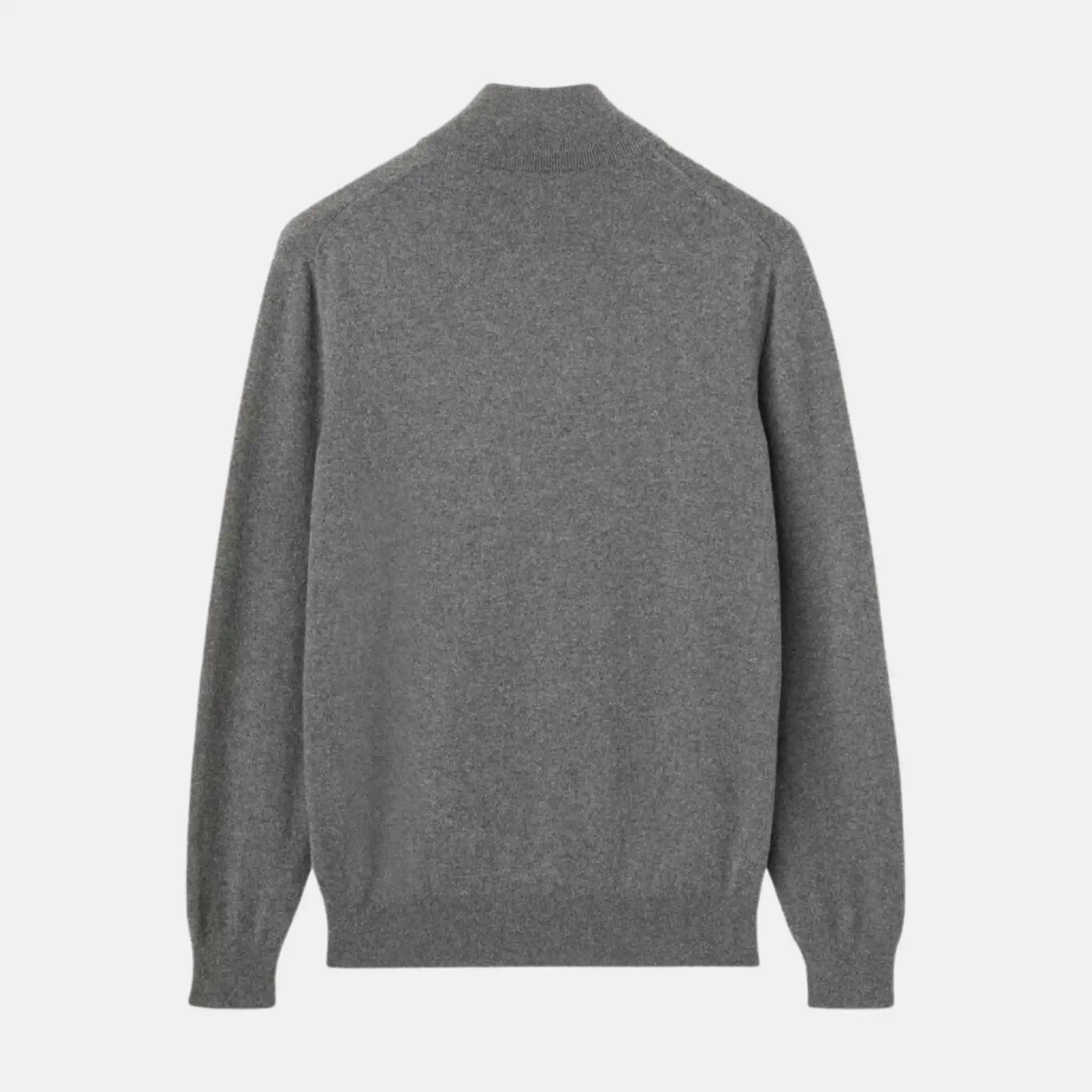 Loro Piana Classic Half-Zip Baby Cashmere Sweater, Gray Melange , Back
