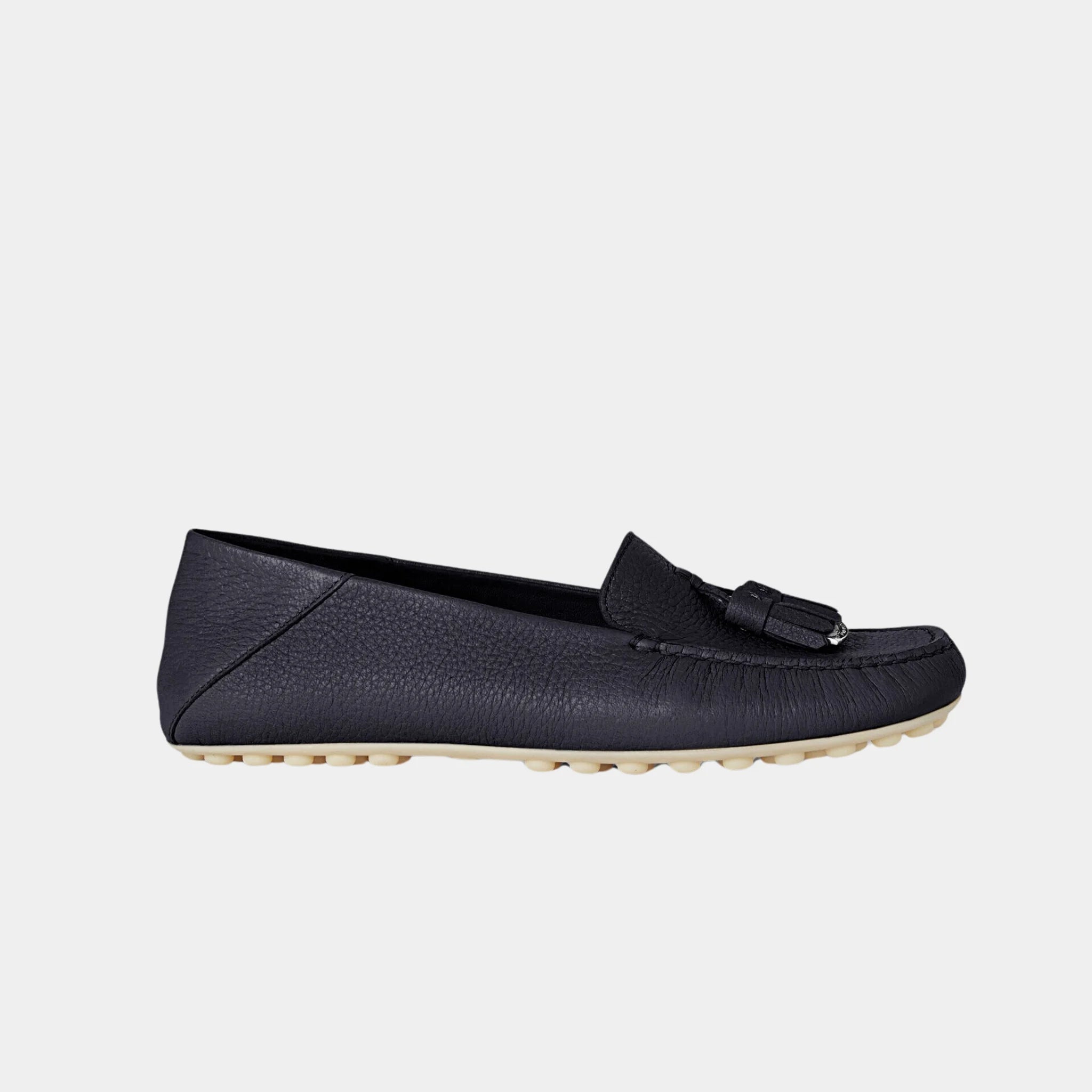 Loro Piana Dot Sole Walk Loafer in Deerskin, Navy Blue, Side