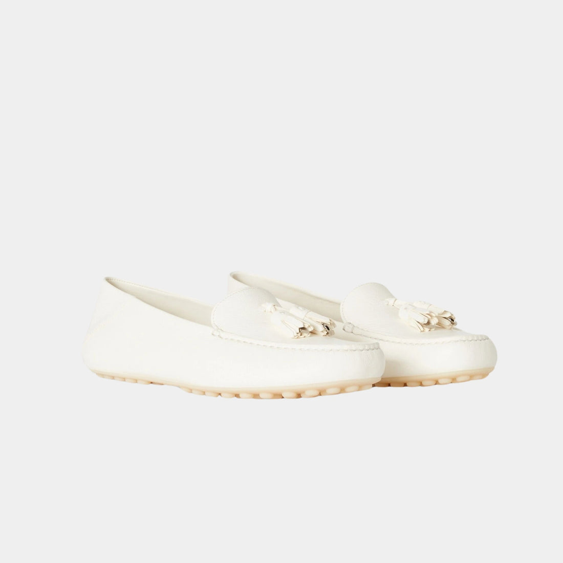 Loro Piana لوفر Dot Sole Walk من جلد الأيائل، أبيض، من الأمام