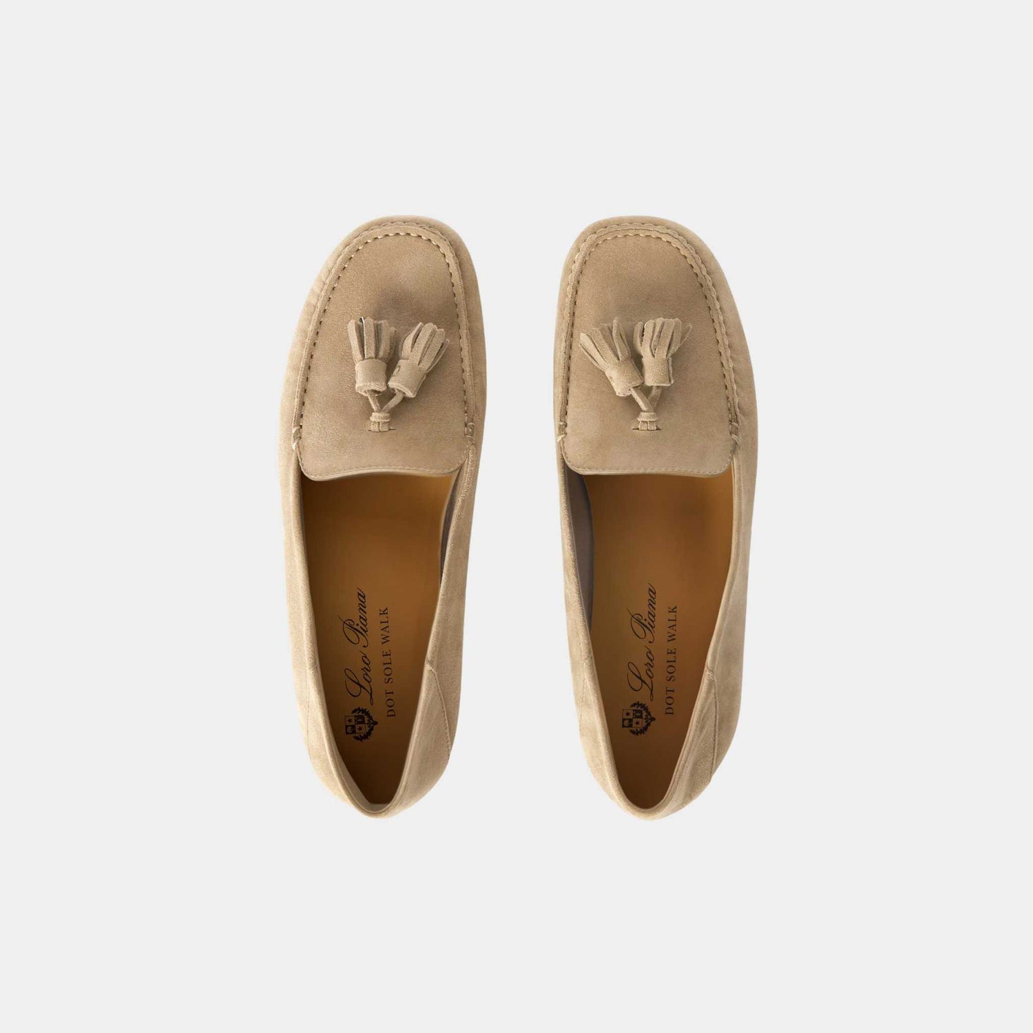 Loro Piana Dot Sole Walk Loafer Suede Goatskin, Cashew Butter, Top