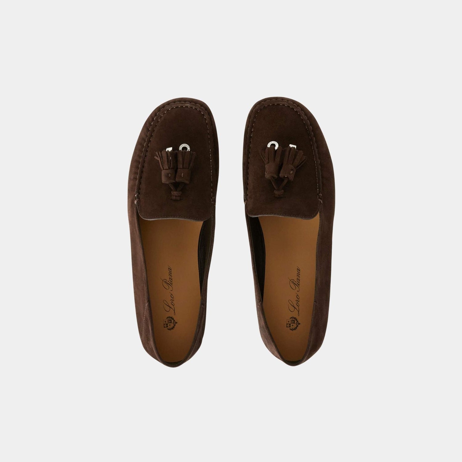 Loro Piana Dot Sole Walk Loafer Suede Goatskin, Chocolate, Top
