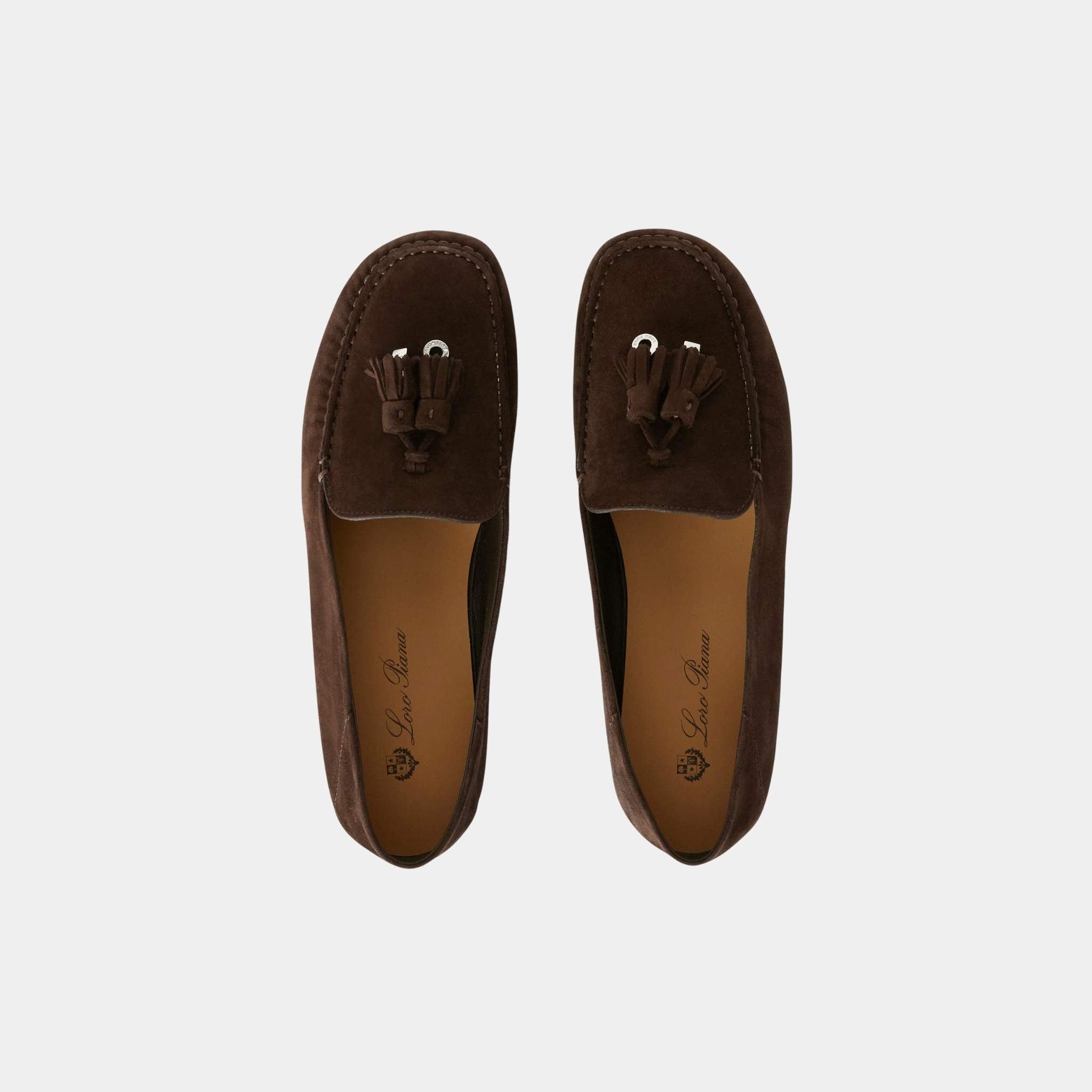 Loro Piana Dot Sole Walk Loafer Suede Goatskin, Chocolate, Top