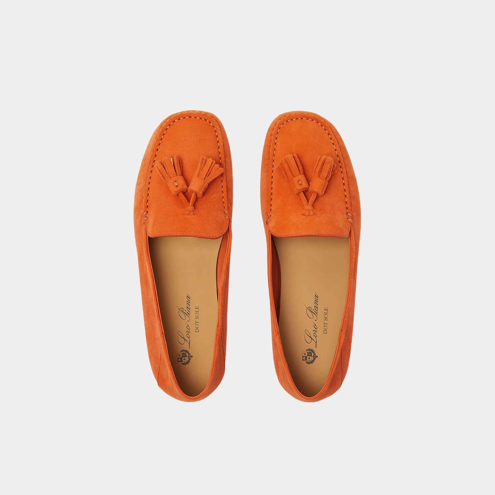 Loro Piana Dot Sole Walk Loafer Suede Goatskin, Passion Fruit, Top