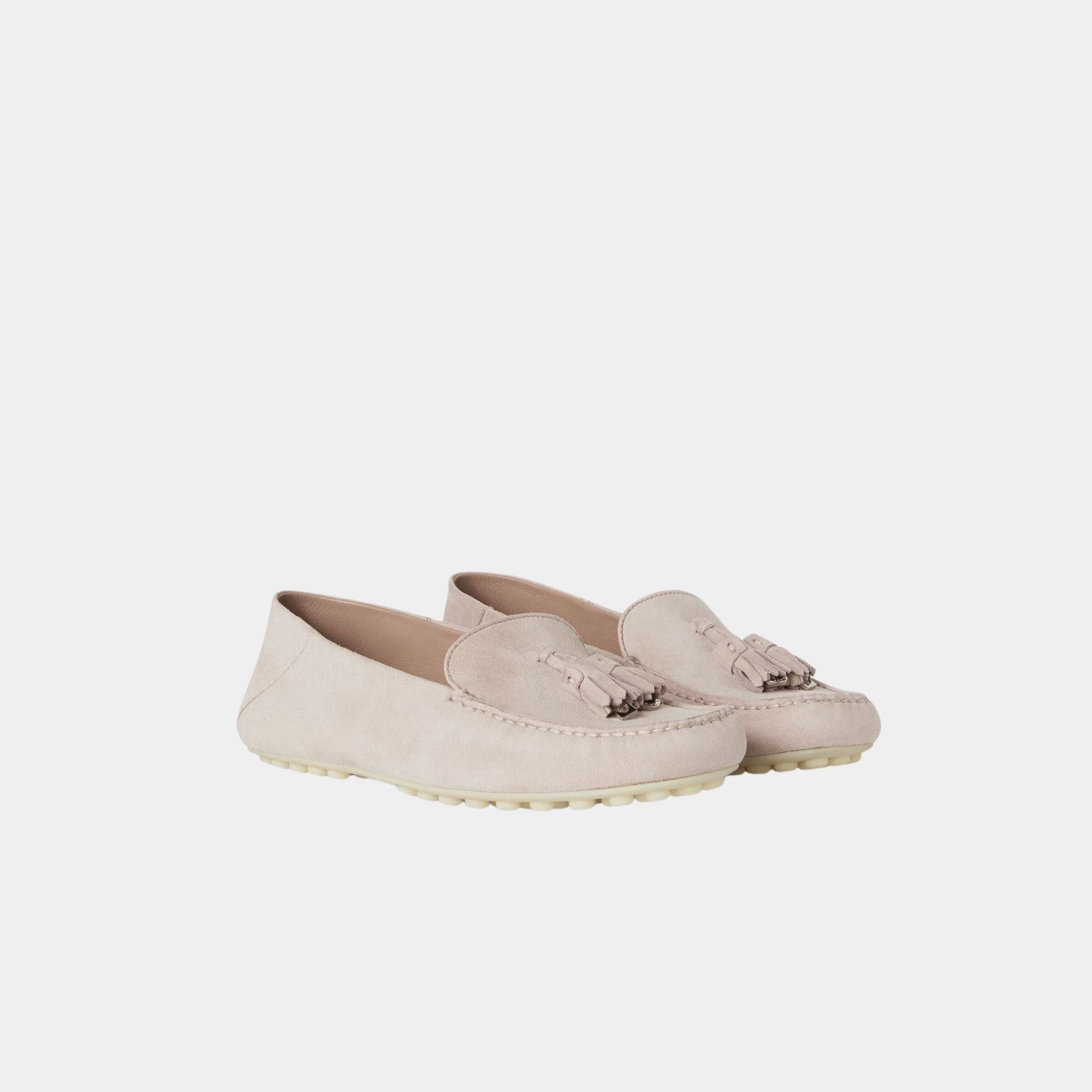 Loro Piana Dot Sole Walk Loafer Suede Goatskin, Pink Nouveau, Front