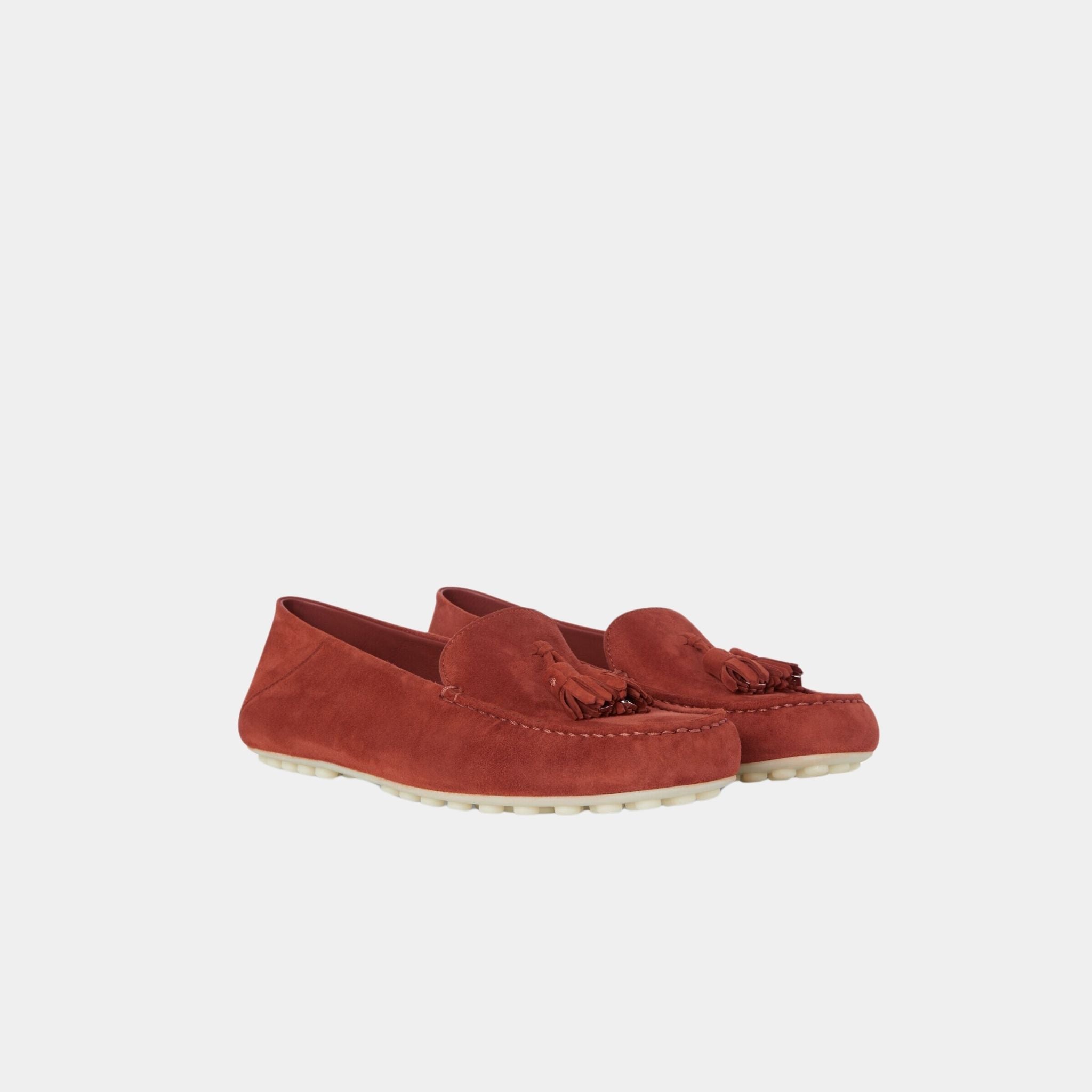 Loro Piana Dot Sole Walk Suede Goatskin Loafer, Cinnamon Bark, Front