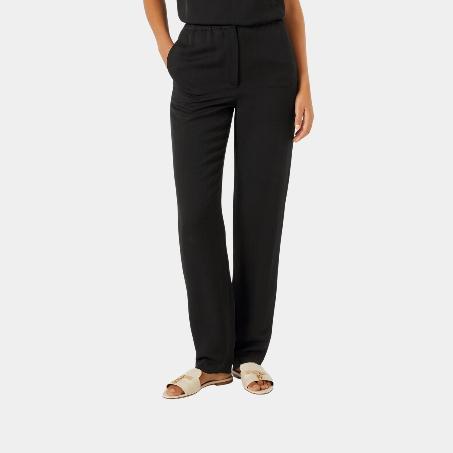 Loro Piana Eliott Trousers Silk Viscose, Black, Model