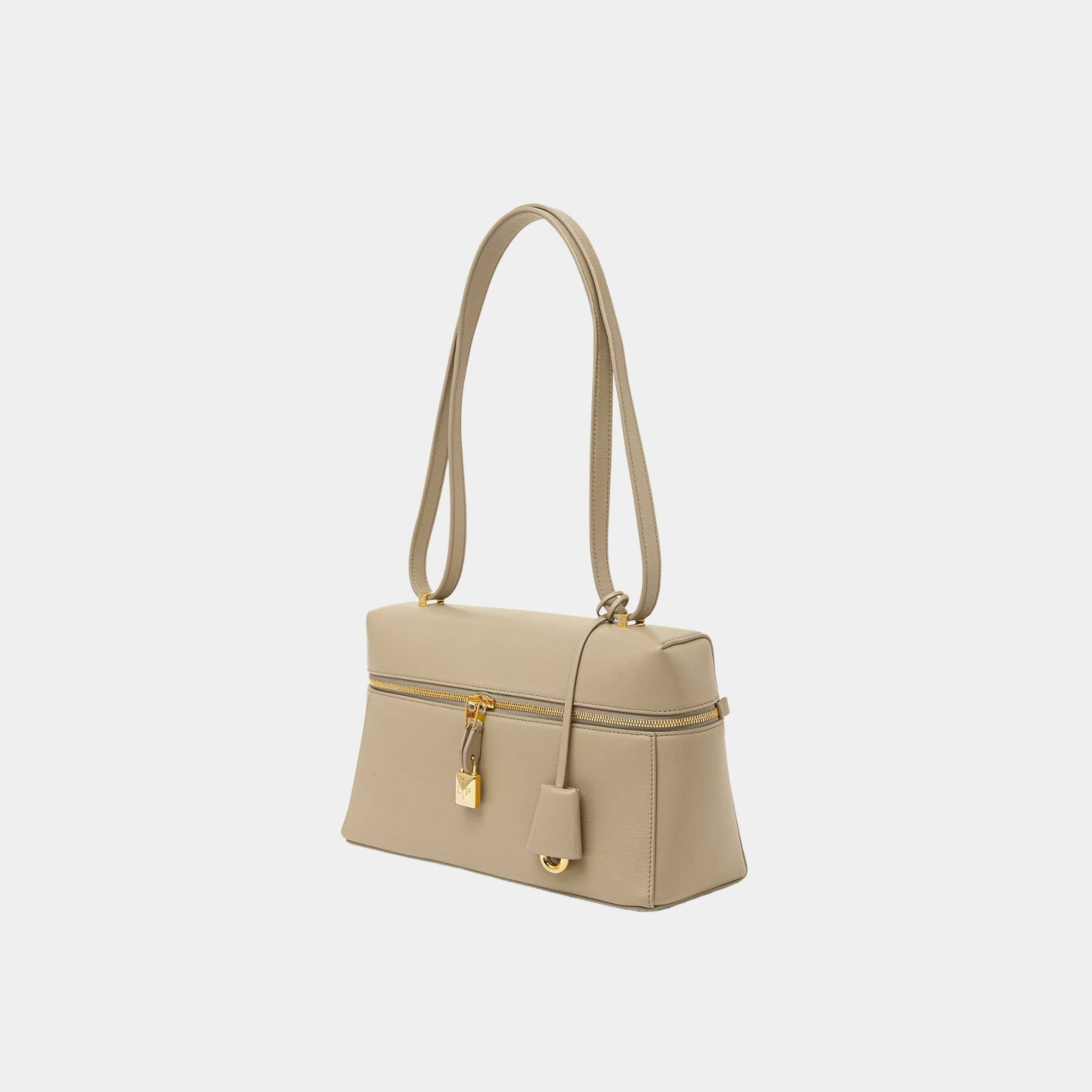 Loro Piana Extra Bag L27 Calfskin, Dried Taragon, Side