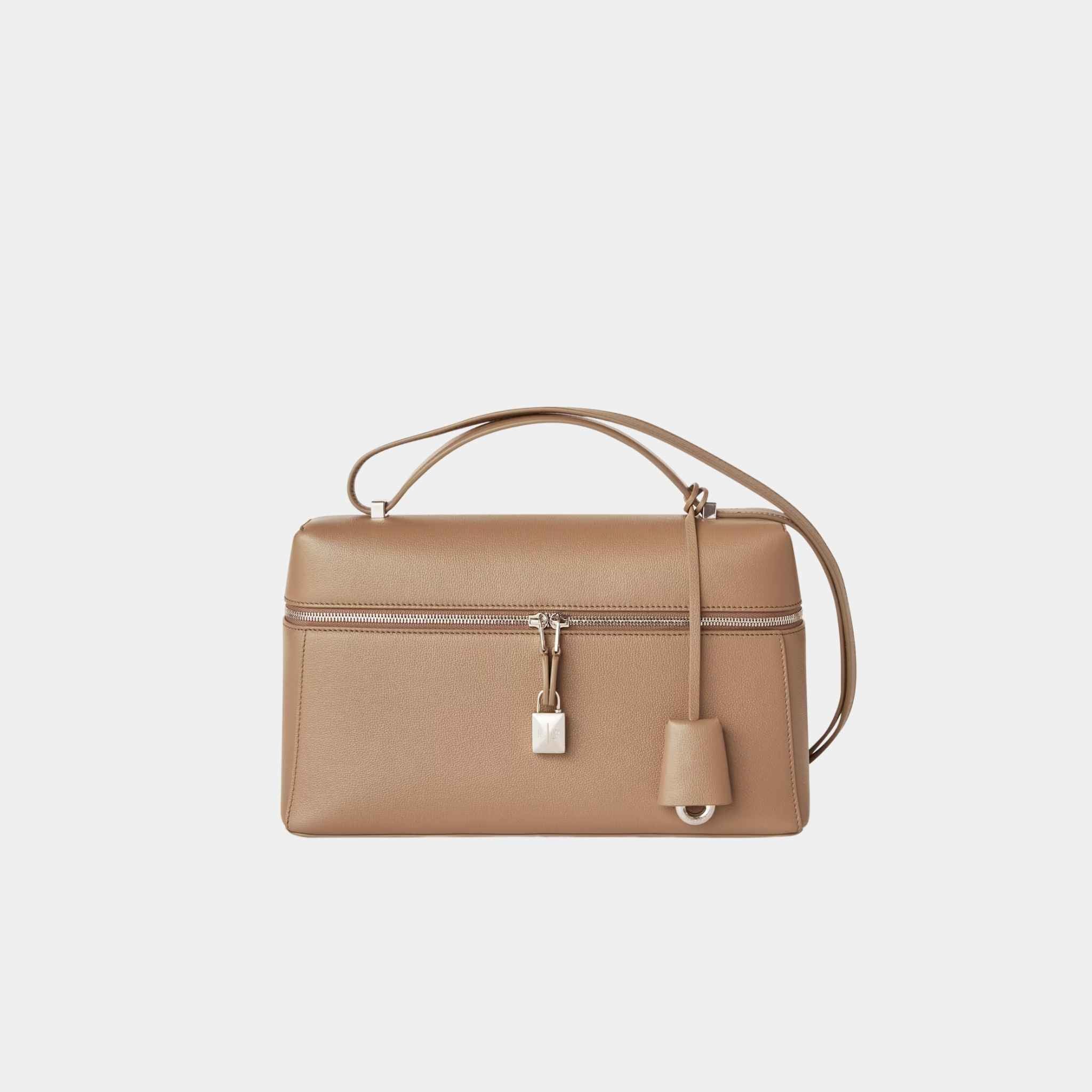 Loro Piana Extra Bag L27 In Calfskin, Warm Mastic, Front