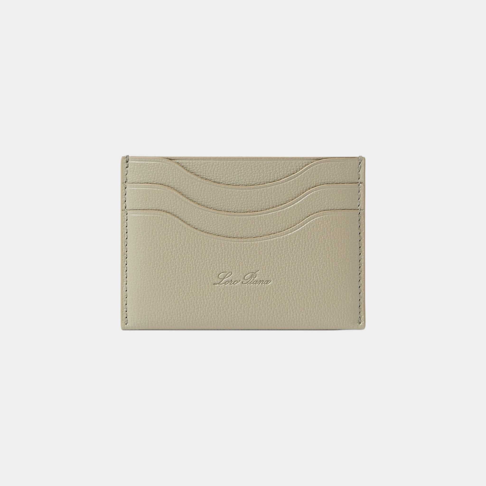 Loro Piana Extra Cardholder Calfskin, Dried Taragon, Front