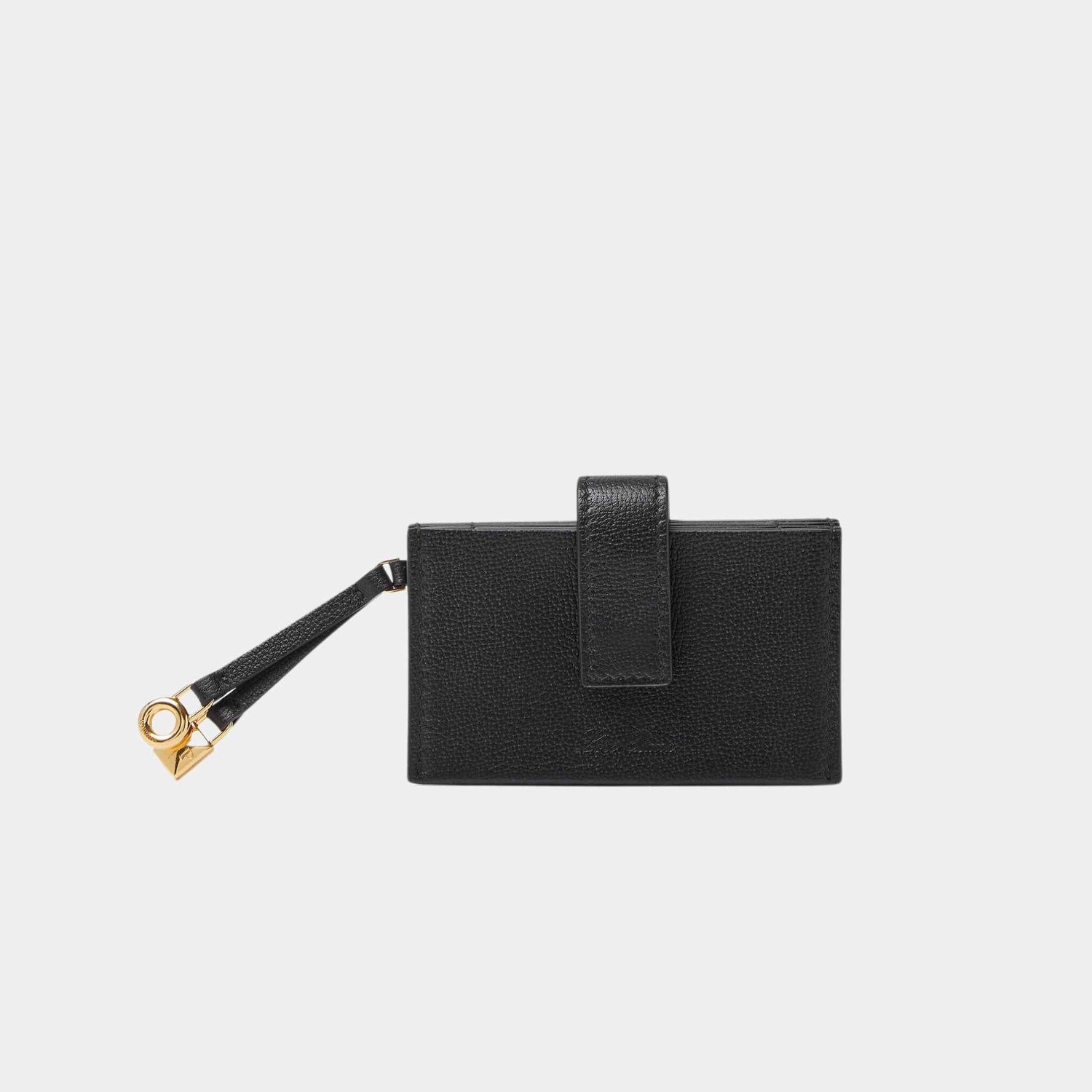 Loro Piana Extra Cardholder Calfskin With Snap Button Closure, Black, Front