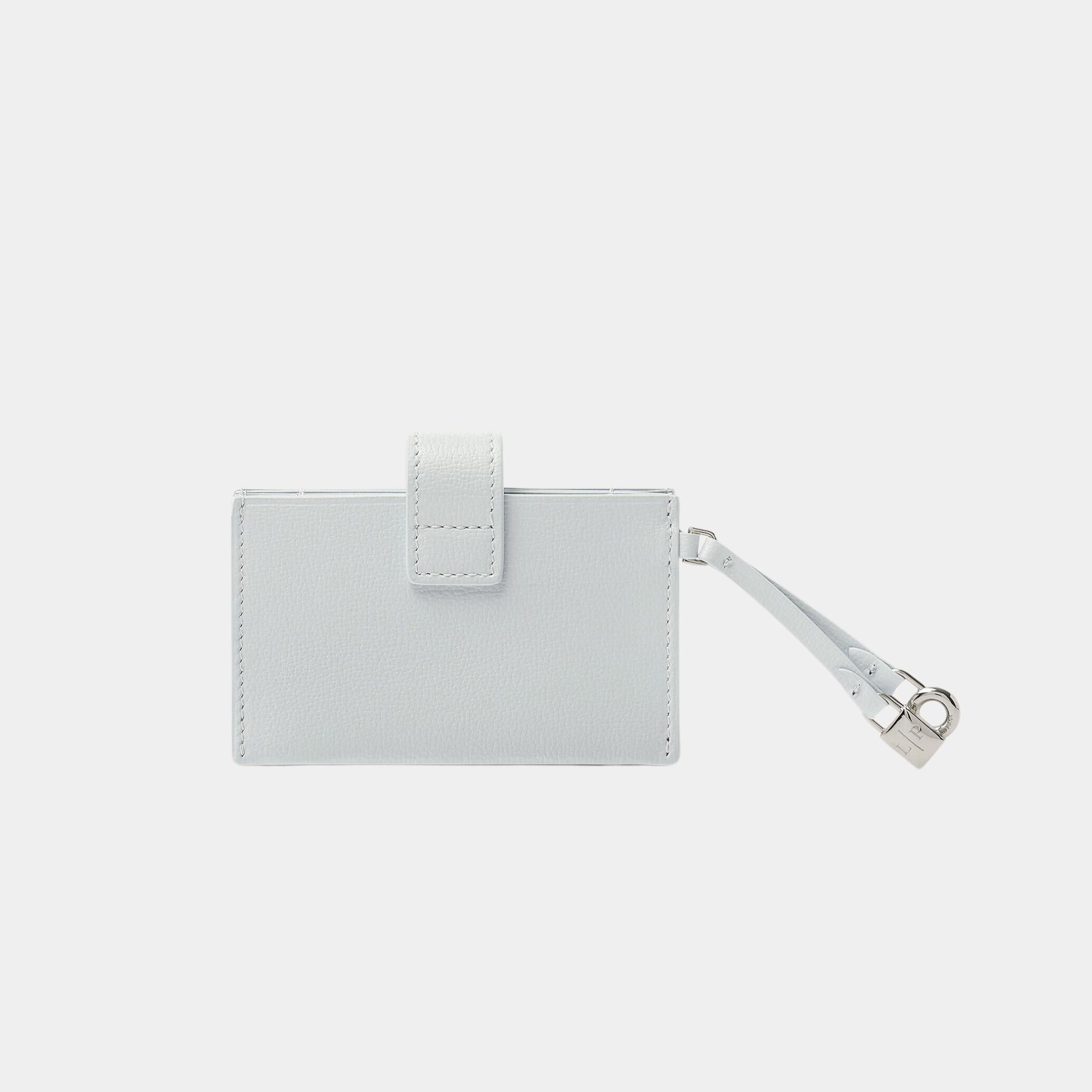 Loro Piana Extra Cardholder Calfskin With Snap Button Closure, Sky Breeze, Back