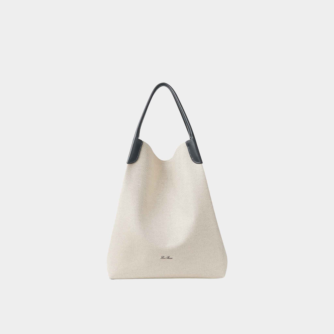 Loro Piana Extra Large Bale Hobo Bag Cotton-Linen And Calfskin, Natural, Stonehenge, Front