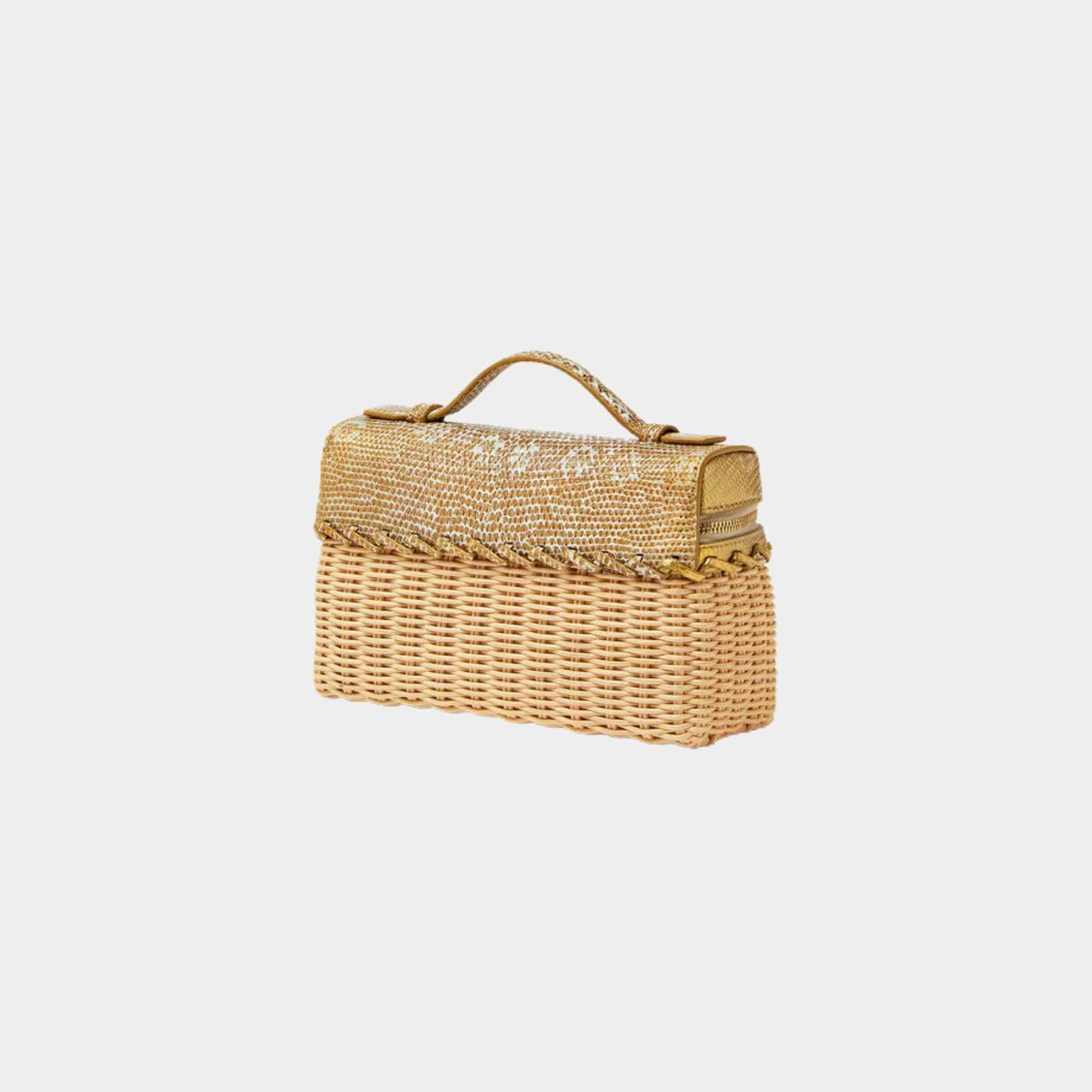 Loro Piana Extra Pocket L19 East West Wicker RATTAN And Lizard Skin, Back