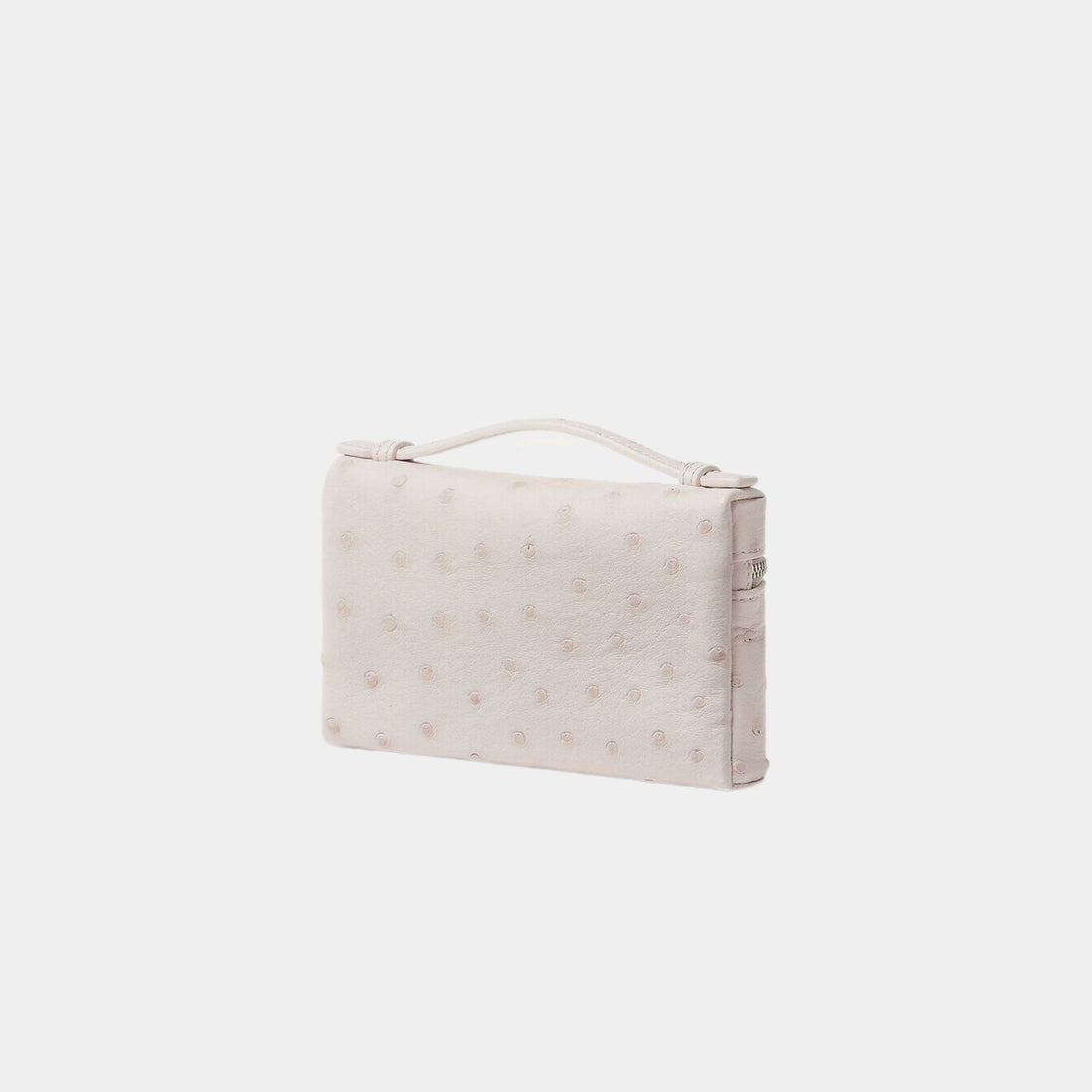 Loro Piana Extra Pocket Mini من جلد النعام، وردي همسي، فضي عتيق، الخلف