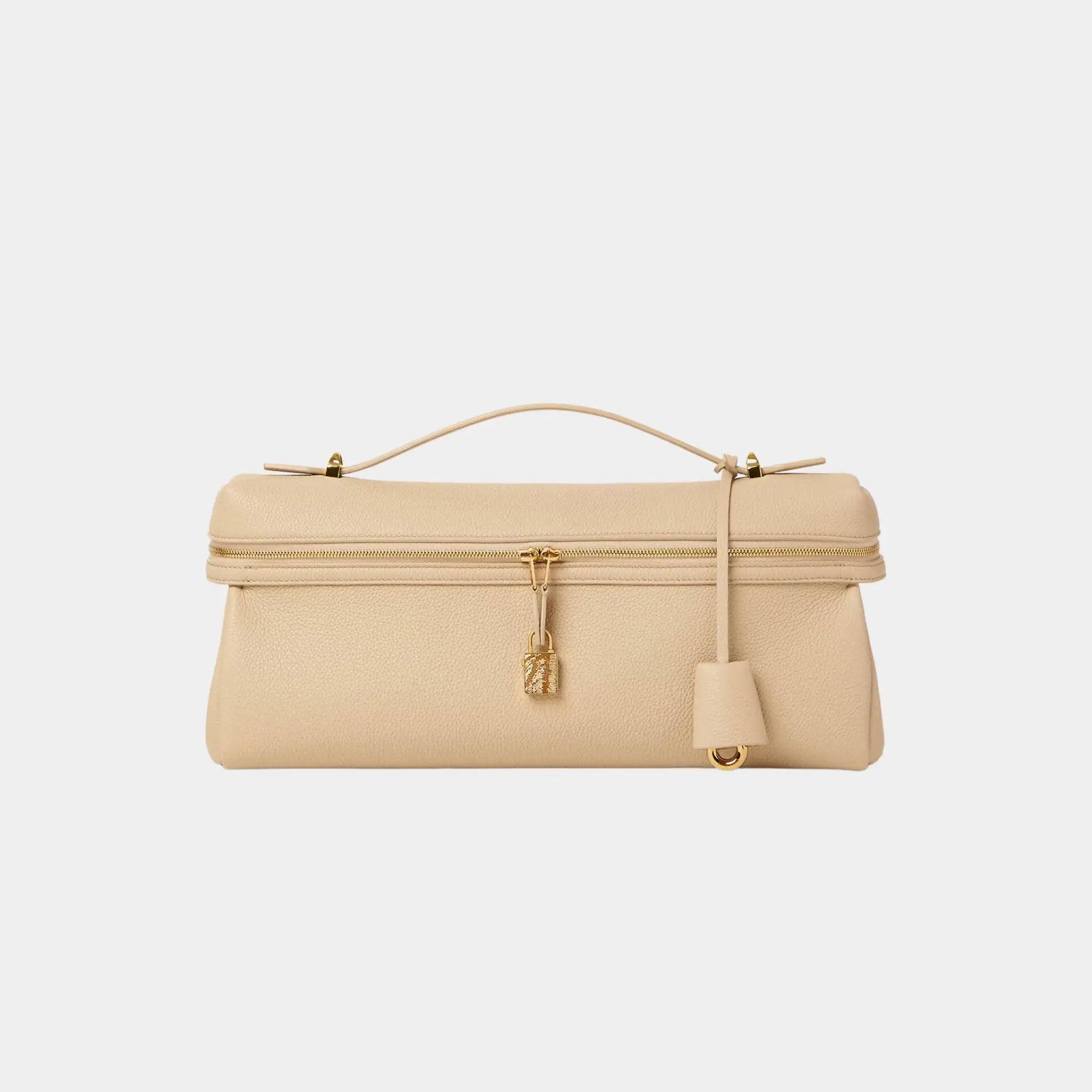 Loro Piana Extra Softy Bag L33 Calfskin, Ancient Sandstone/Sun Gold, Front 