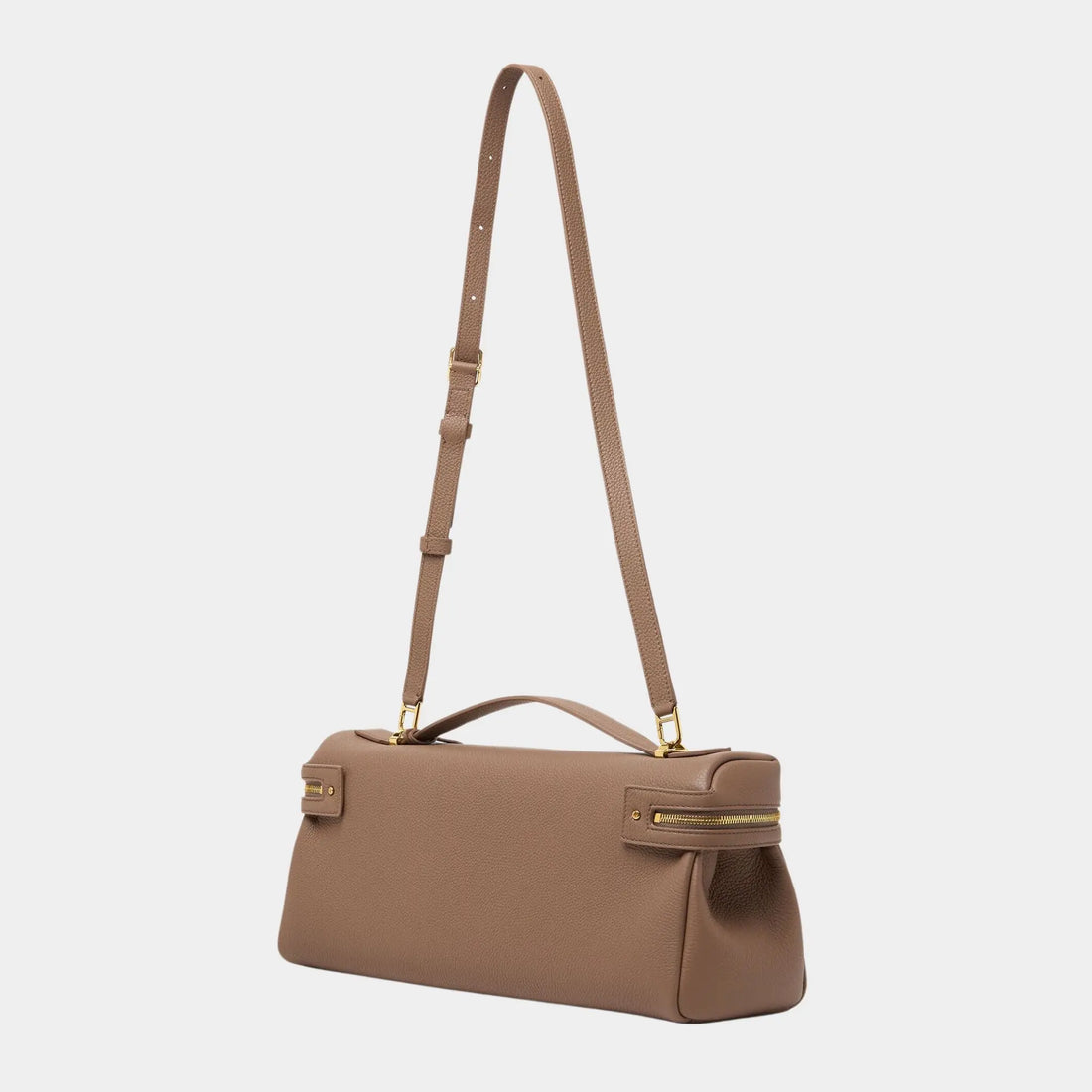 حقيبة Loro Piana Extra Softy Bag L33 من جلد العجل، Fossil Sun Gold، من الخلف