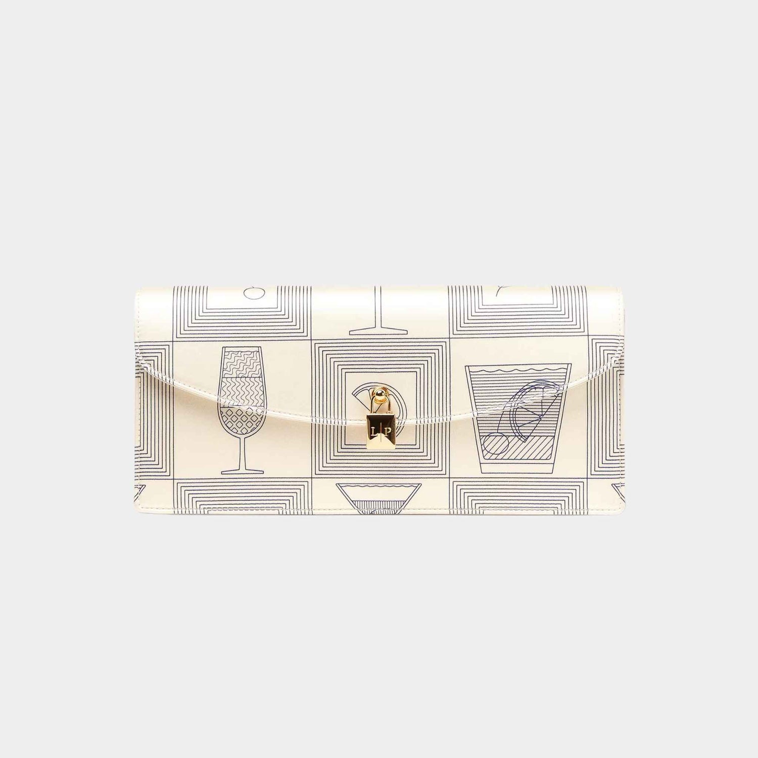 Loro Piana Extra Tuxedo Clutch In Silk, Ivory, Blue Halite, Whisper White, Sun Gold, Front