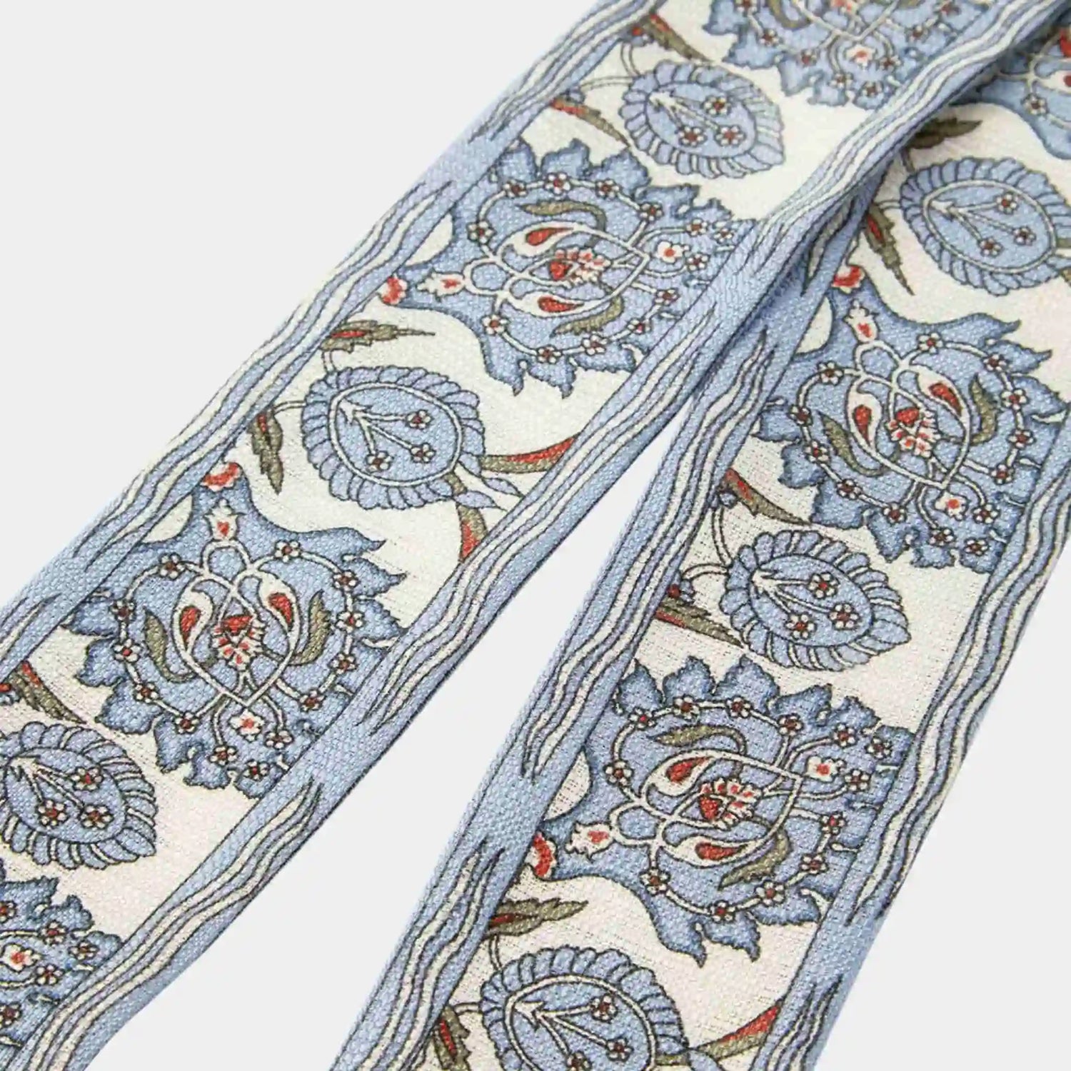 Loro Piana Flower Echoes Tie Band Silk, Deep Lagoon Water, Chalk, Close