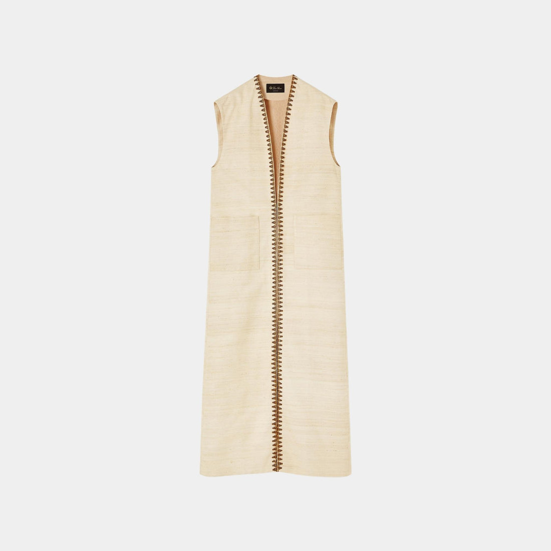 Loro Piana Jamey Gilet Silk, Birch Bark, Front