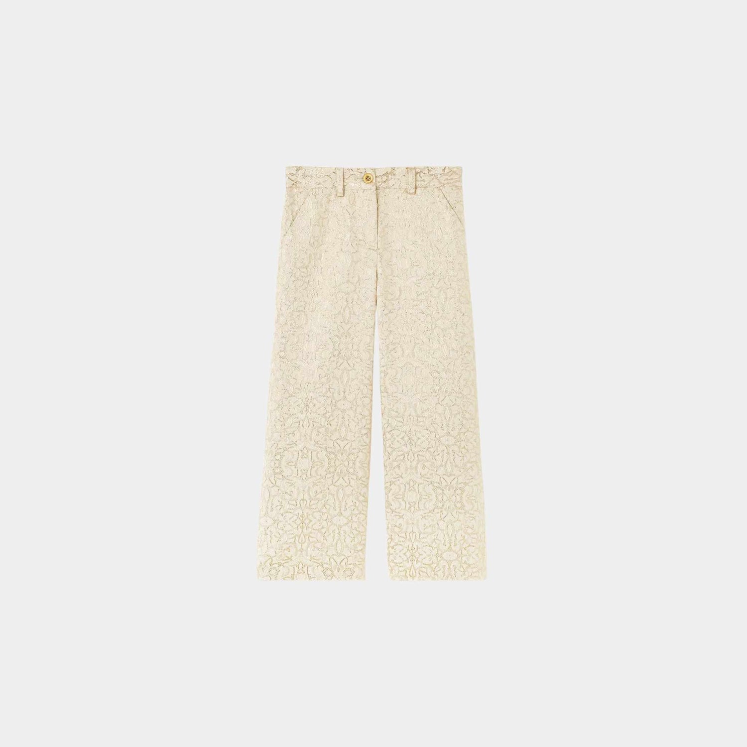 Loro Piana Kids Adine Trousers Silk, Goldent Butter, Front