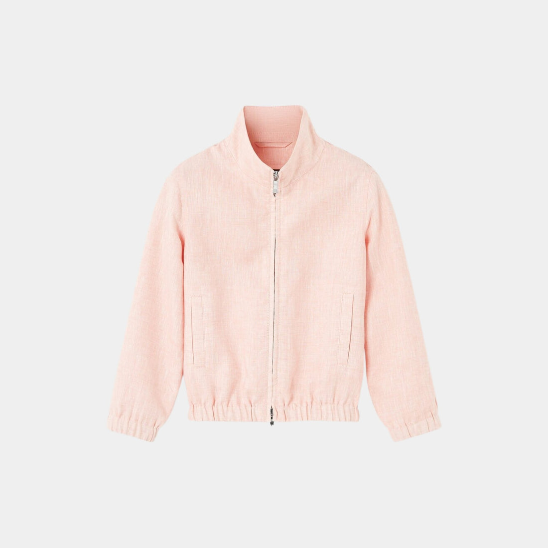 Loro Piana Kids Bomber Jacket Linen, Peach Candle, Front