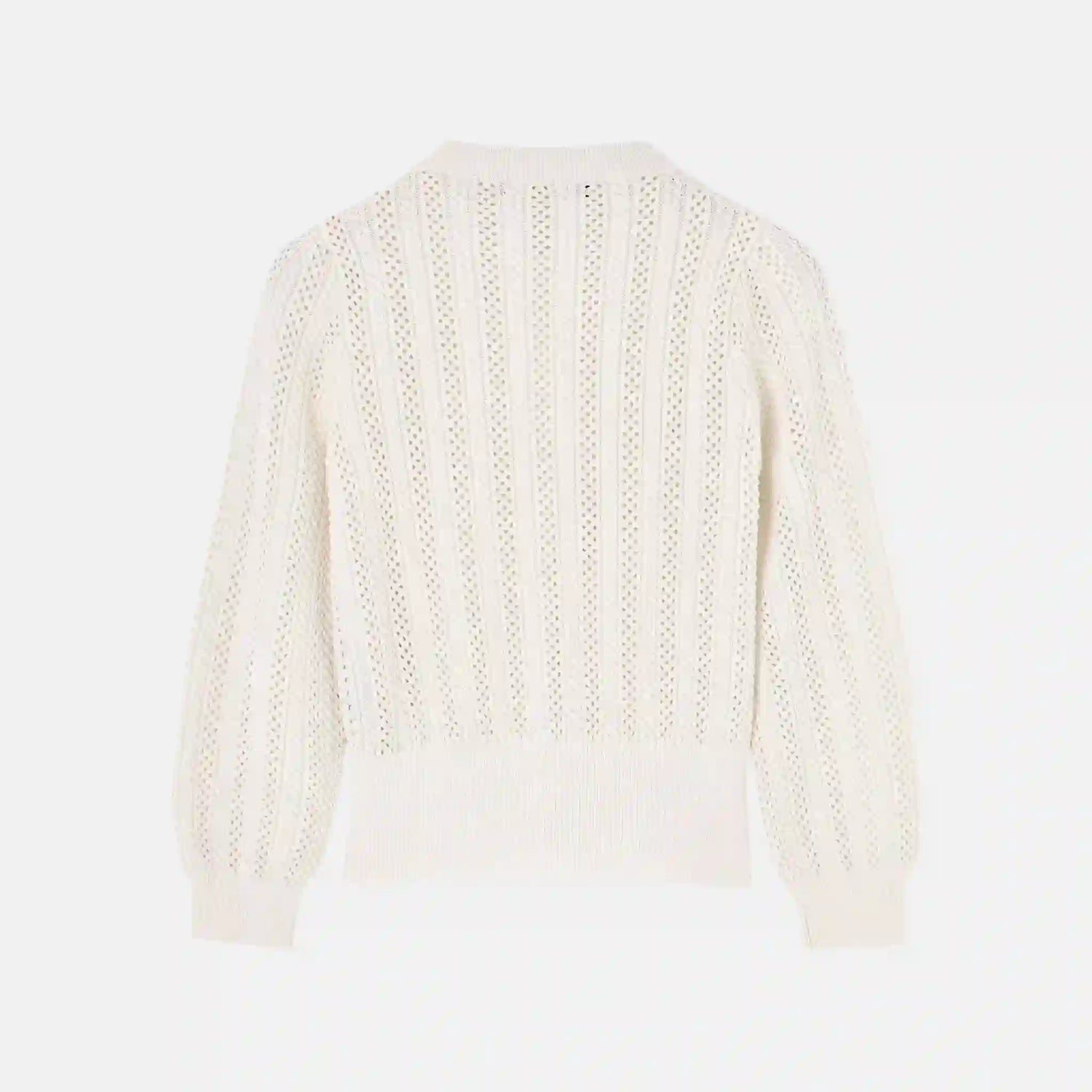 Loro Piana Kids Cherie Cardigan in Virgin Wool Silk Cashmere, Optical White, Back