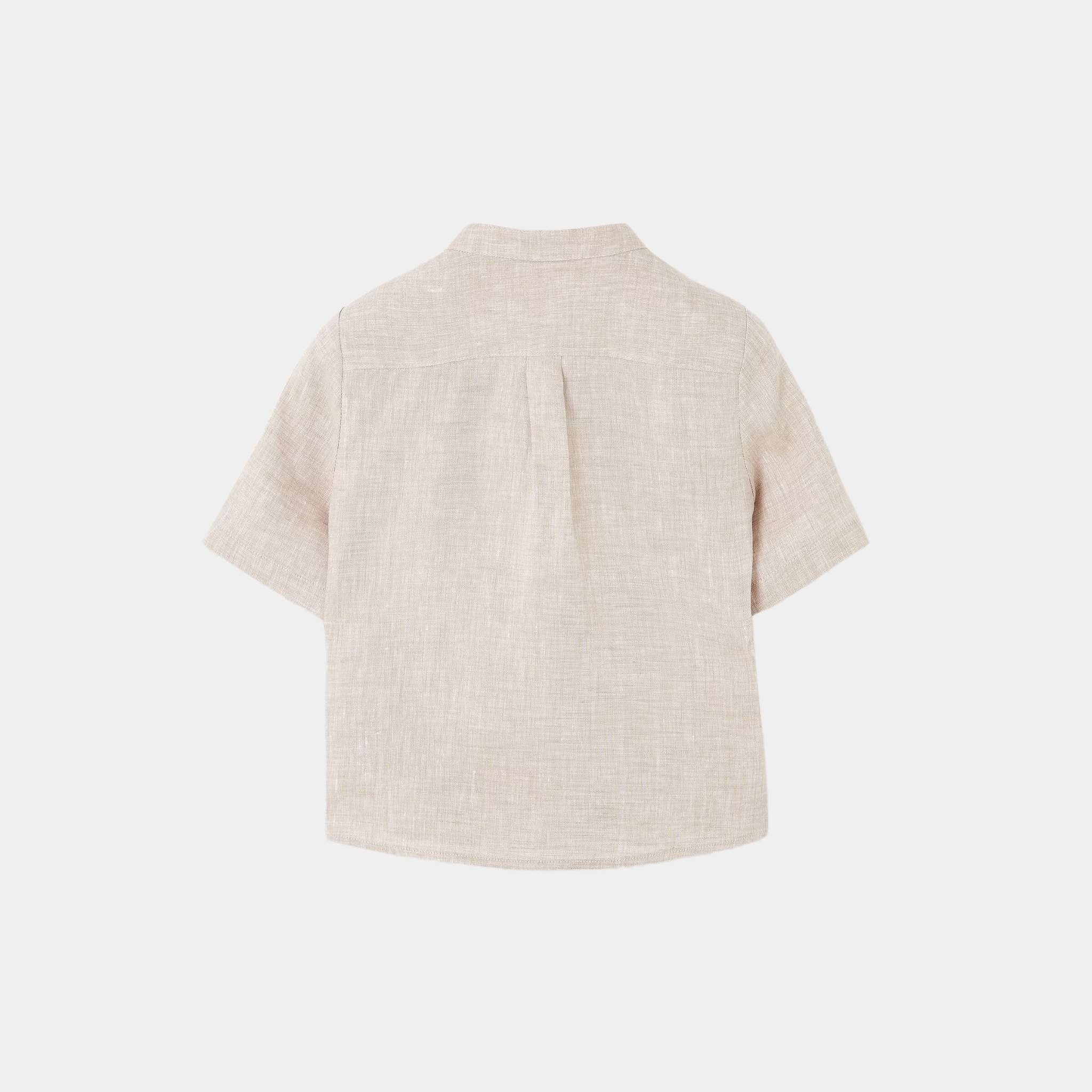 Loro Piana Kids Kenan Shirt Linen, Pine Bark, Back