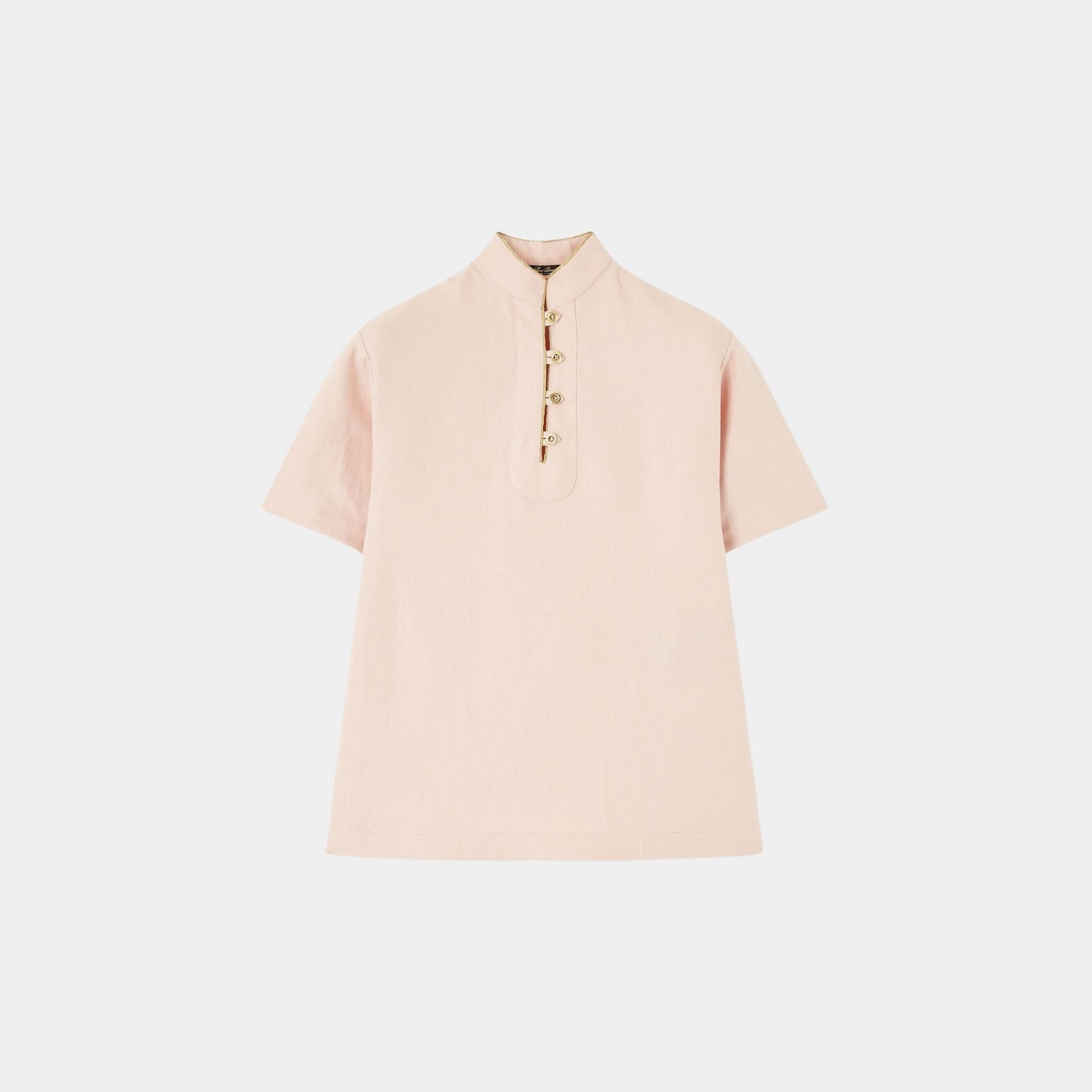 Loro Piana Kids Magdalena Dress Linen, Pineapple Rose, Front