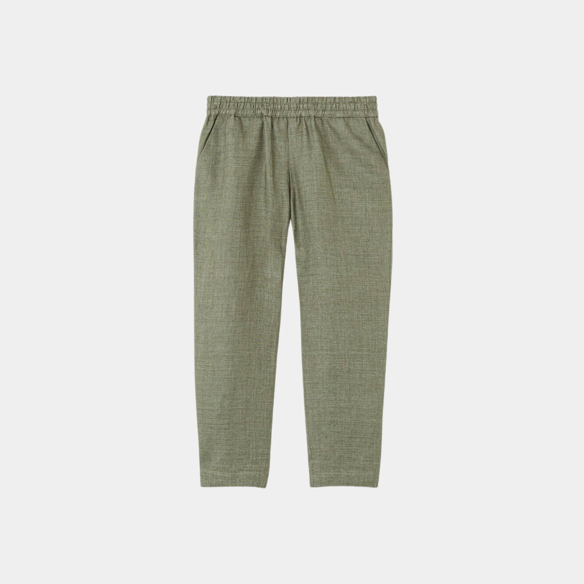 Loro Piana Kids Markus Trousers Linen, Green Landscape, Front