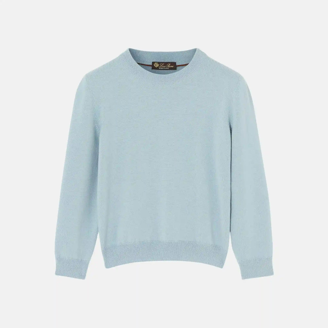 Loro Piana Kids Marvelous Crewneck Wish Wool, Zen Blue, Front