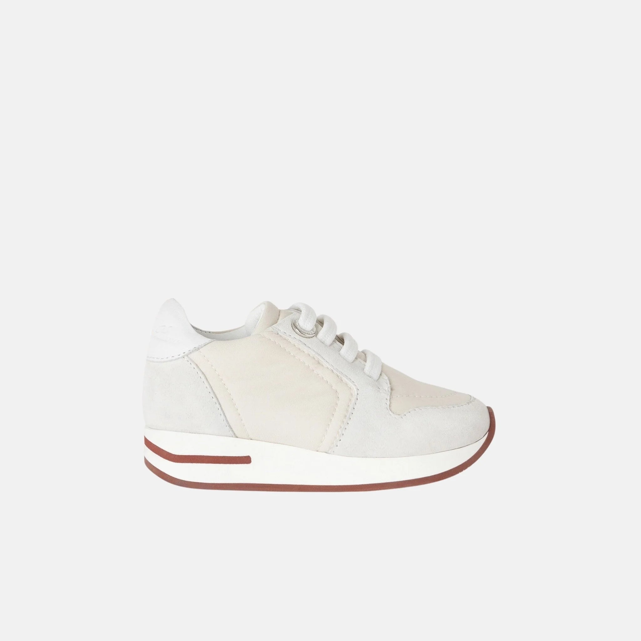 Loro Piana Kids My Wind Sneaker Suede Goatskin Storm System, Desert Light, Side