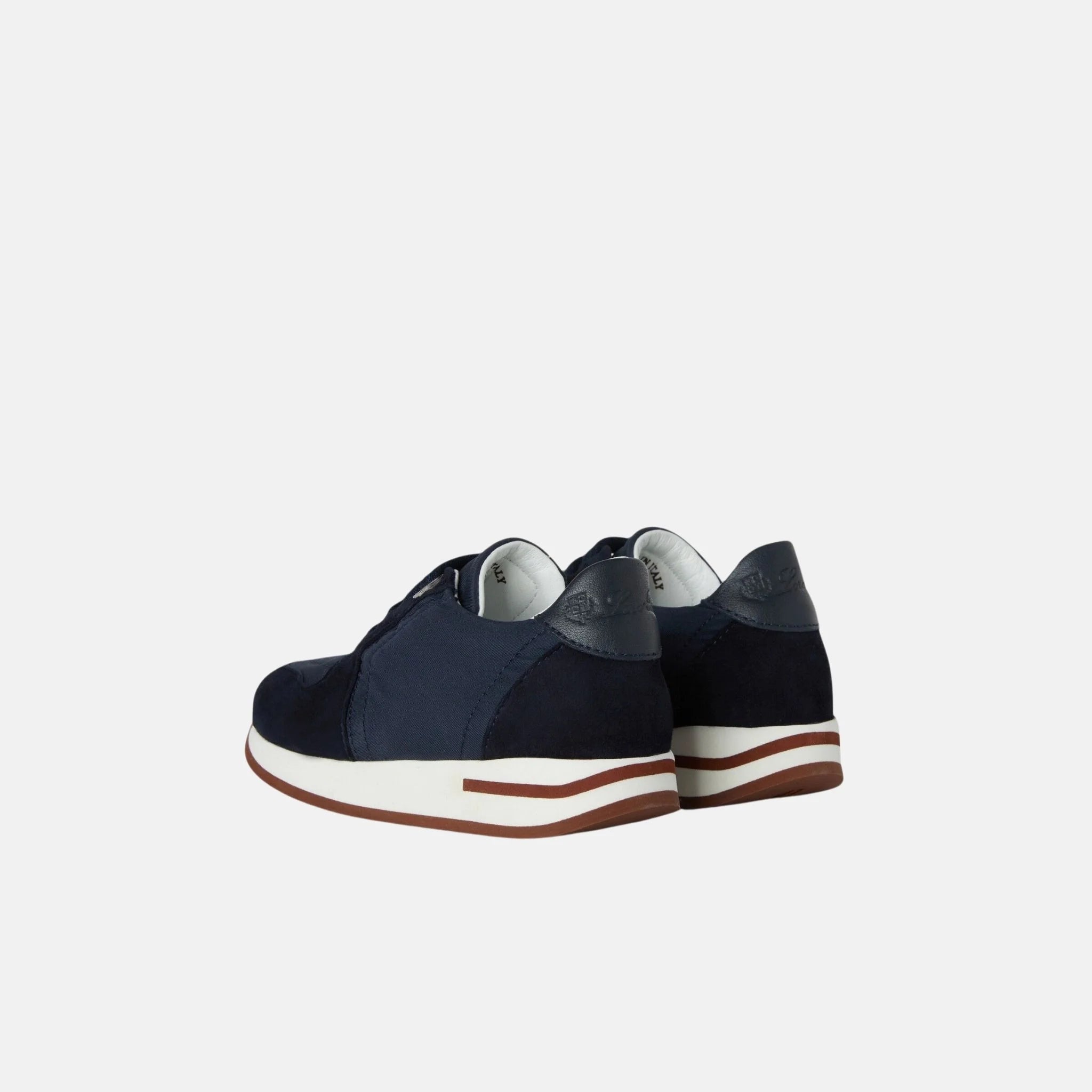 Loro Piana Kids My Wind Sneaker Suede Goatskin Storm System, Navy Blue, Back