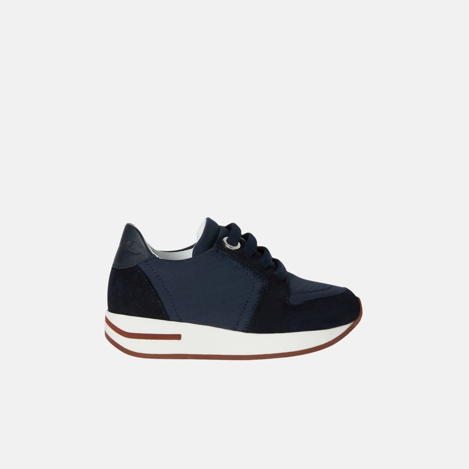 Loro Piana Kids My Wind Sneaker Suede Goatskin Storm System, Navy Blue, Side
