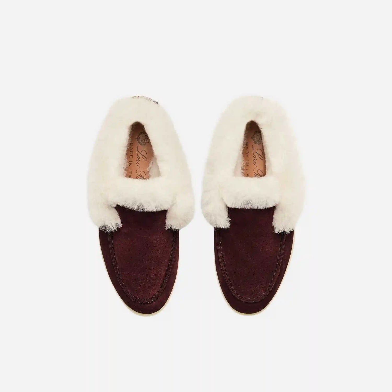 Loro Piana Kids Open Walk Ankle Boot in Suede Lined in Shearling, Top