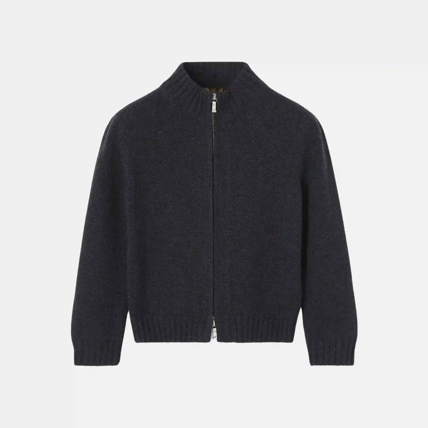 Loro Piana Kids Parksville Bomber Jacket Baby Cashmere, Black Grey Melange, Front