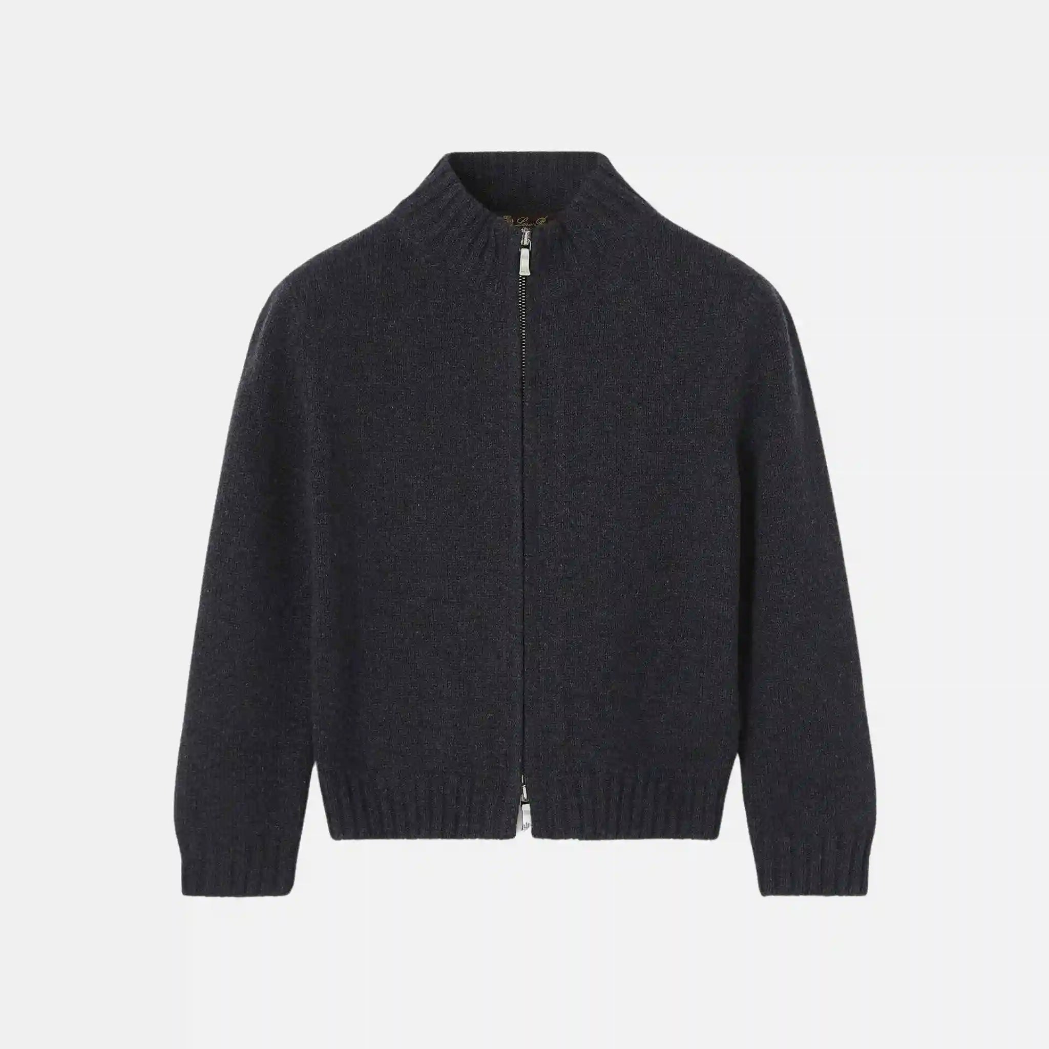 Loro Piana Kids Parksville Bomber Jacket Baby Cashmere, Black Grey Melange, Front