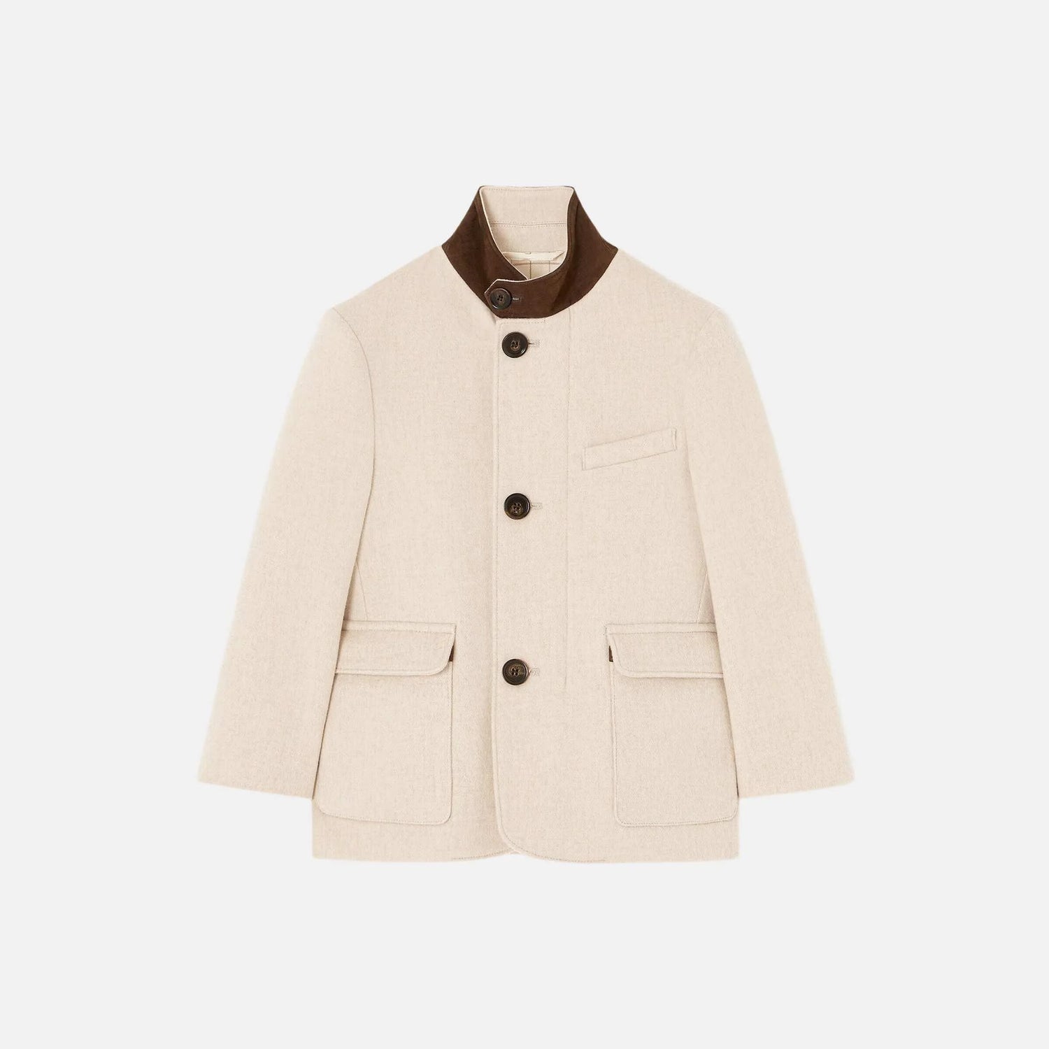 Loro Piana Kids Roadster Jacket in Cashmere, Naturel Melange, Front