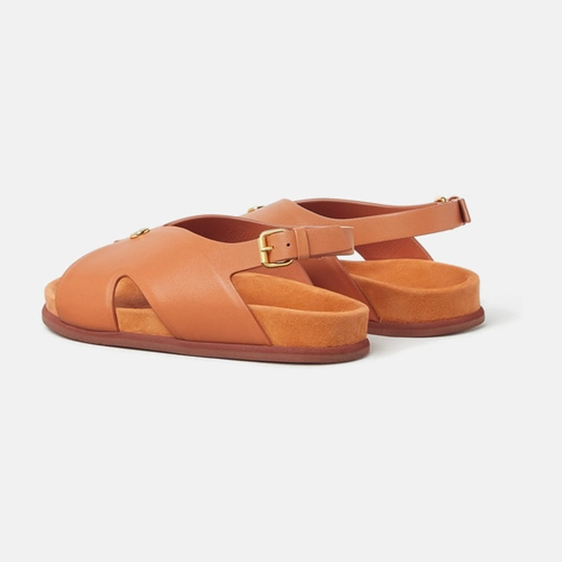 Loro Piana Kids Vera Mules in Lambskin in Fiery Summer, back view
