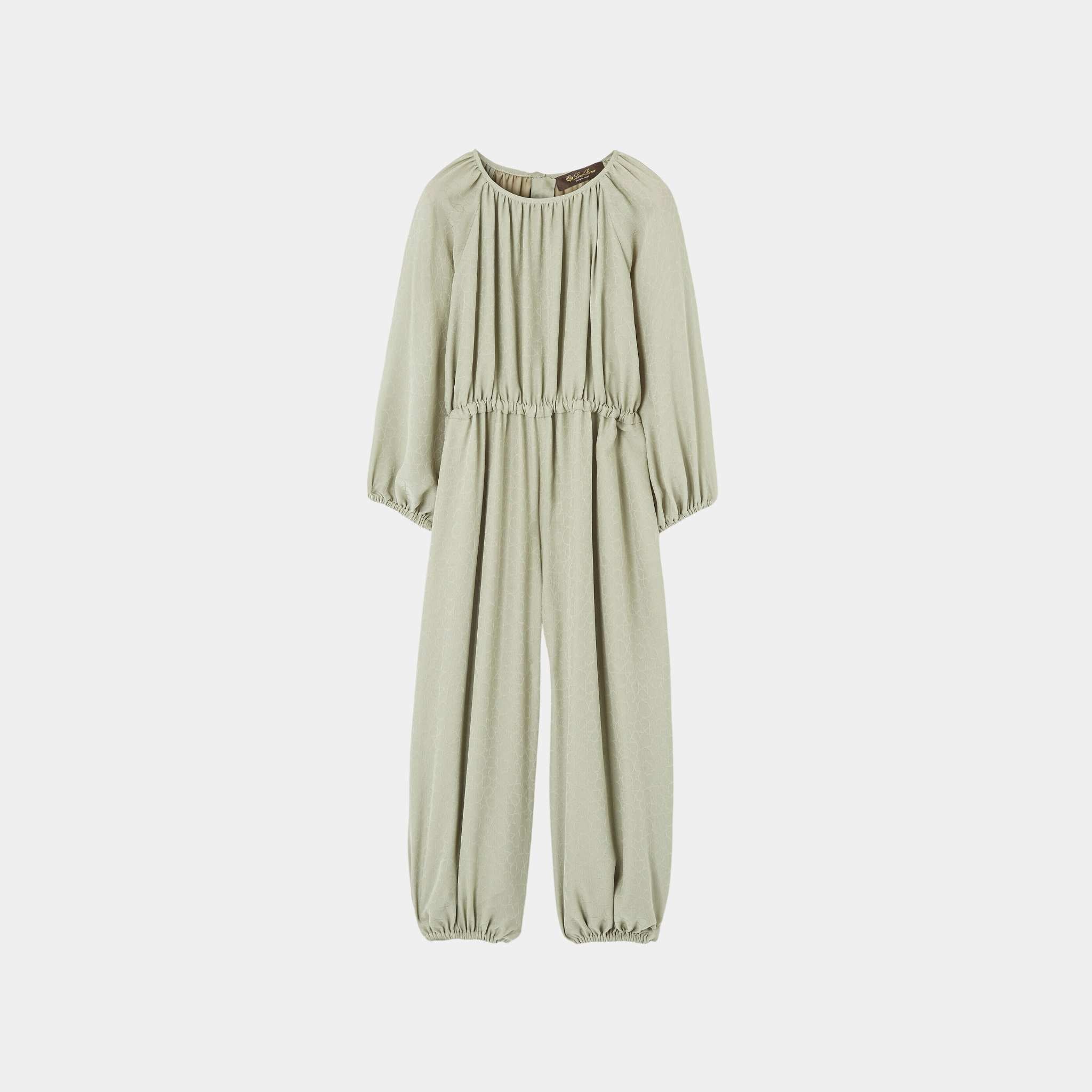 Loro Piana Kids Viviana Jumpsuit Silk, Green Fluorite, Front