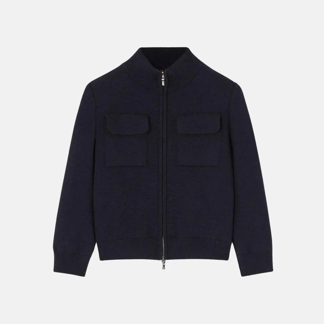 Loro Piana Kids Wonderland Bomber Jacket Wish Wool, Navy Blue, Front