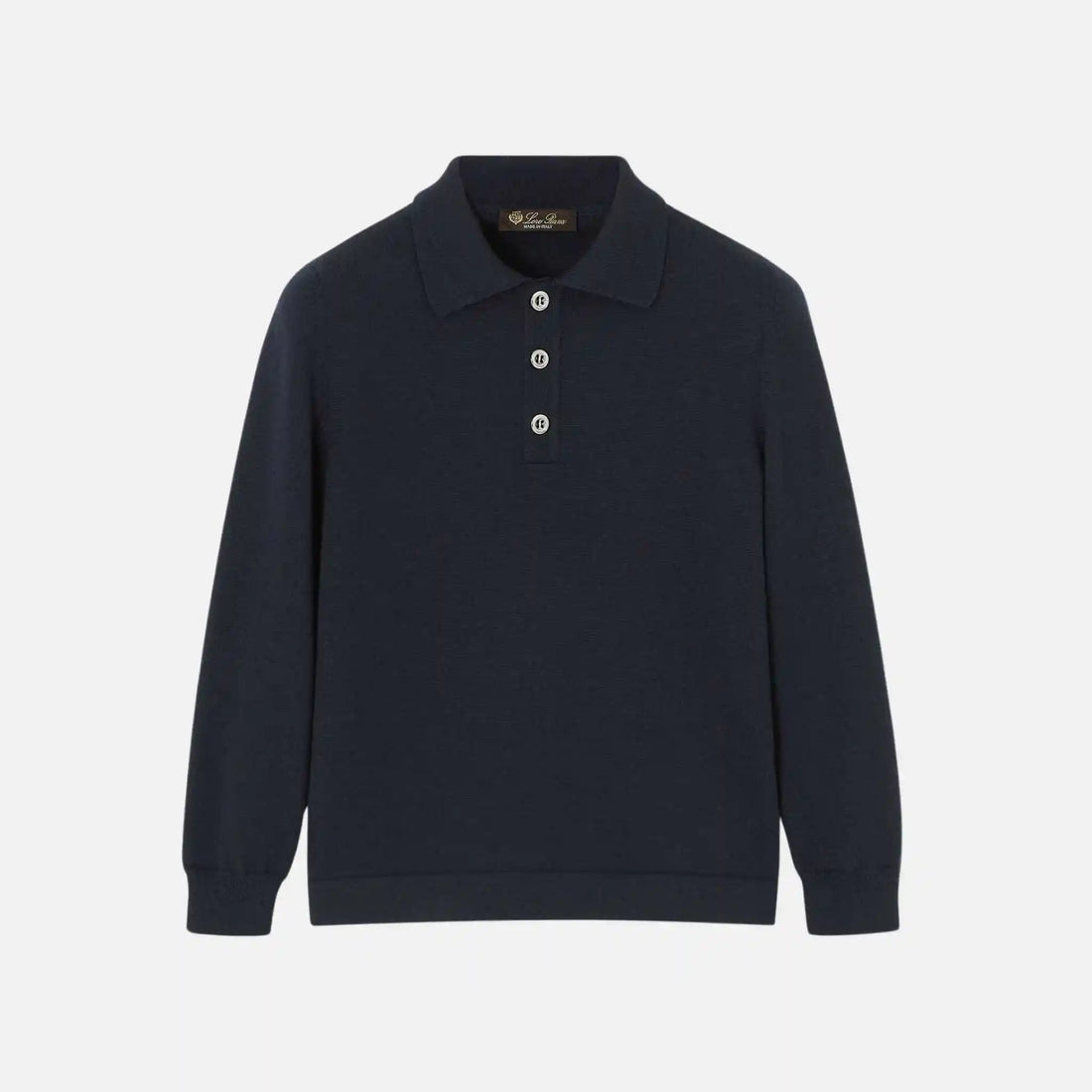 Loro Piana Kids Wonderland Polo Jumper in Wish Wool, Navy Blue