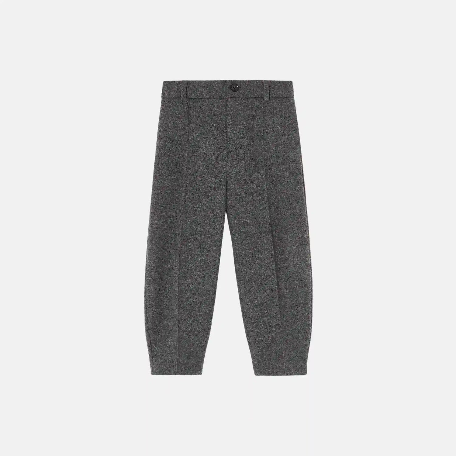 Loro Piana Kids Zack Trousers in Jersey Novalis, Grey Melange, Front