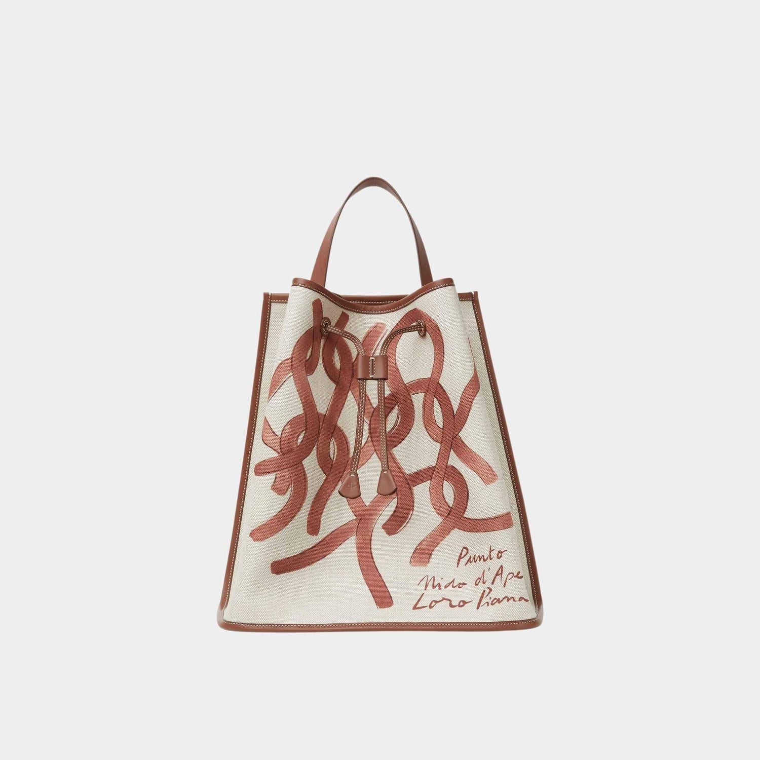 Loro Piana Laguna Backpack Cotton-Linen, Natural, Cream Sugar, Front