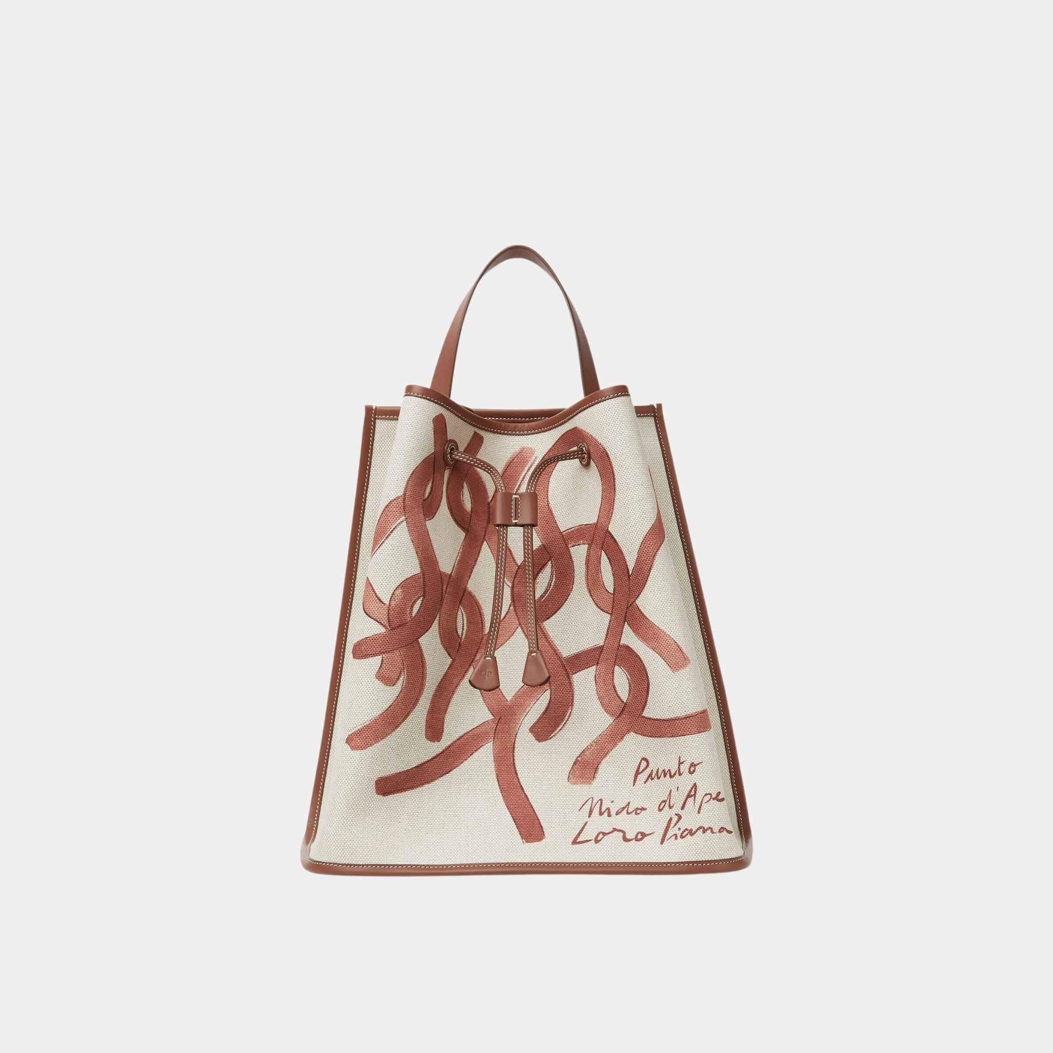 Loro Piana Laguna Backpack Cotton-Linen, Natural, Cream Sugar, Front