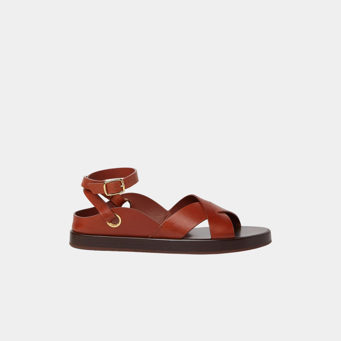 Loro Piana Leo Sandal In Bull Leather, Vinegar, Side