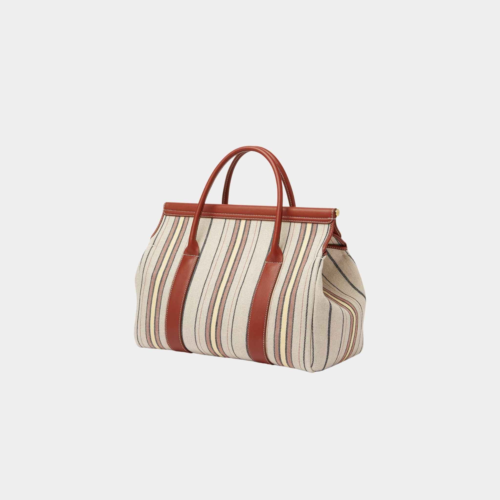 Loro Piana Loom Bag L32 Linen-Calfskin, Deep Kummel, Back