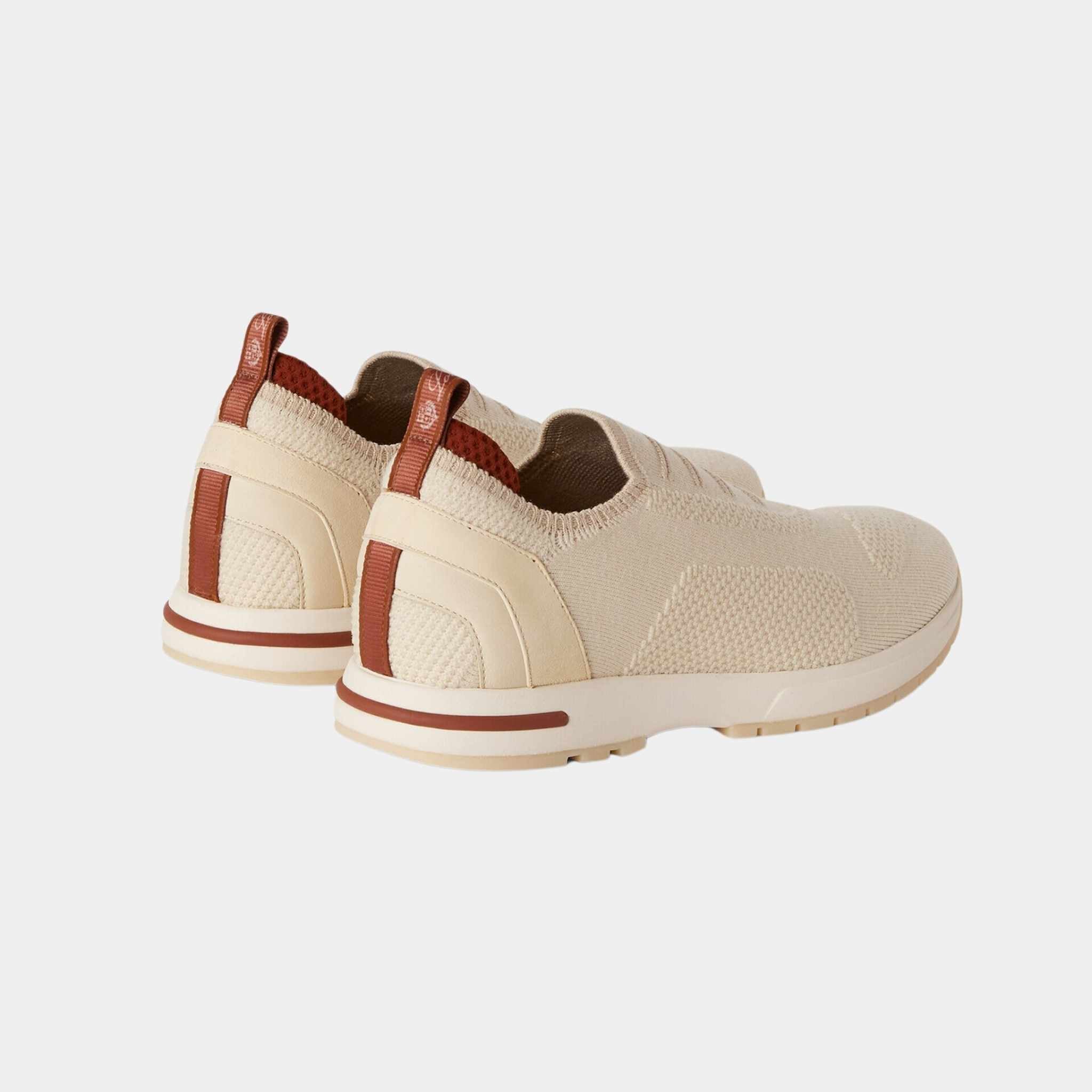 Loro Piana 360 LP Flexy Walk Sneakers In Kummel Colored Eyelets, Butter, Back